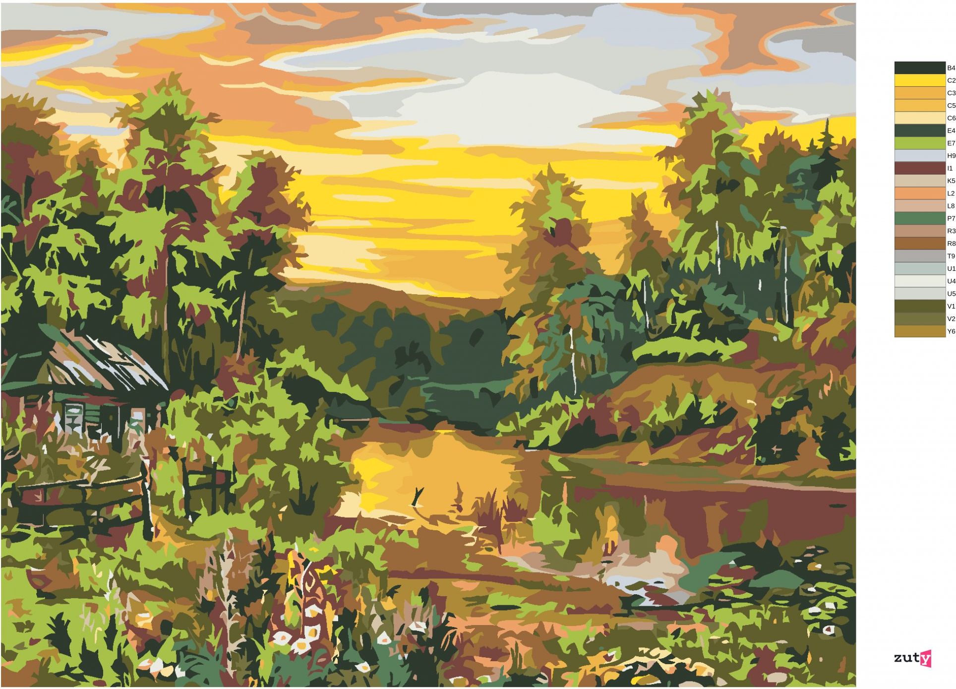 zuty Malování podle čísel - MALÝ SRUB U ŘEKY - Rozměr: 40x50 cm, Rámování: Varianta: vypnuté plátno na rám - obrázek 5