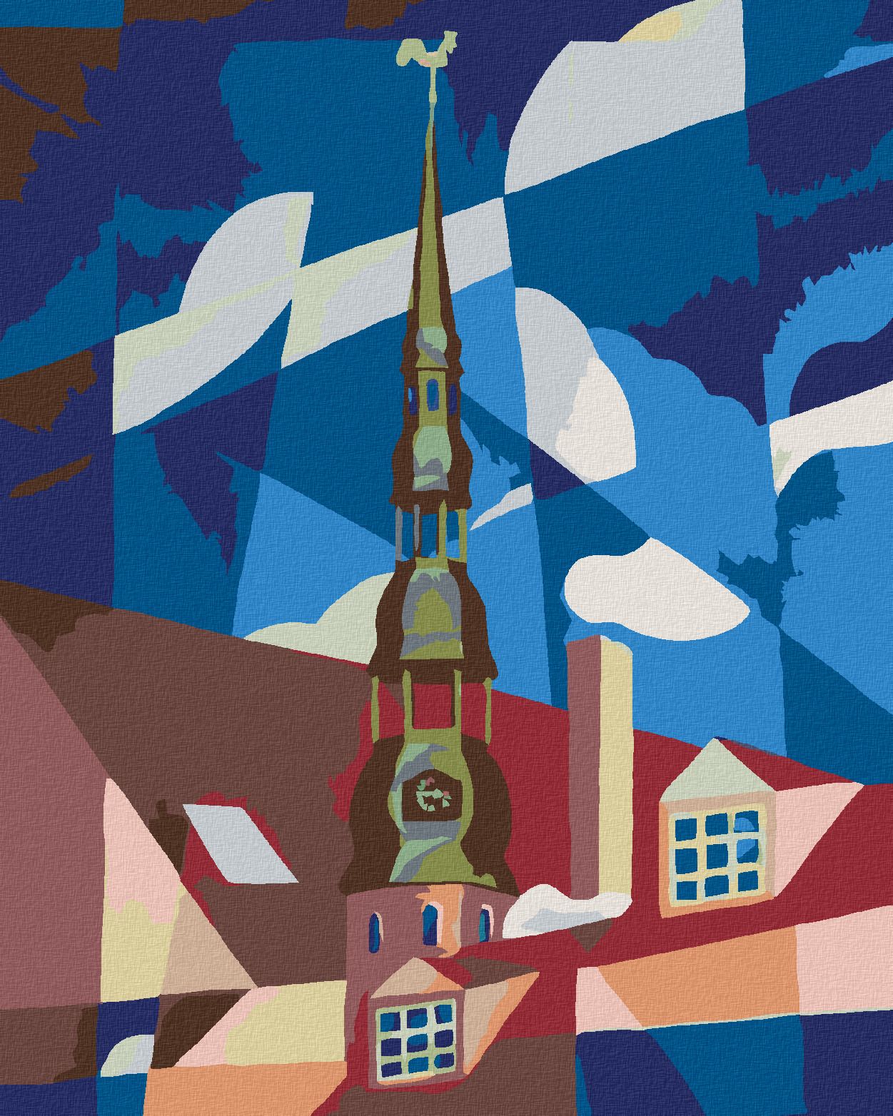 zuty Malování podle čísel - STŘECHA DOMU A NEBE - Rozměr: 40x50 cm, Rámování: Varianta: bez rámu a bez vypnutí plátna - obrázek 1