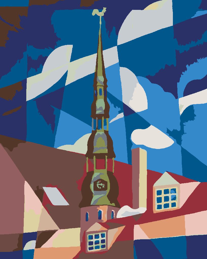 zuty Malování podle čísel - STŘECHA DOMU A NEBE - Rozměr: 40x50 cm, Rámování: Varianta: vypnuté plátno na rám - obrázek 4