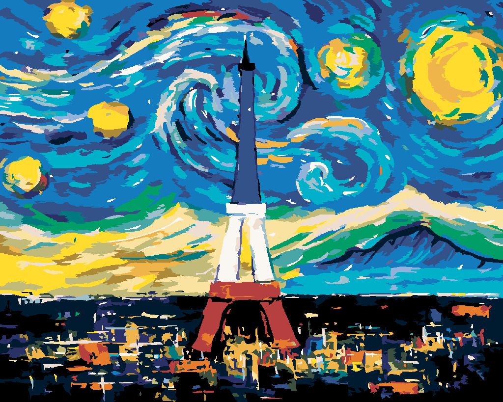 zuty Malování podle čísel - EIFFELOVA VĚŽ PODLE VINCENTA VAN GOGHA - Rozměr: 40x50 cm, Rámování: Varianta: vypnuté plátno na rám - obrázek 9