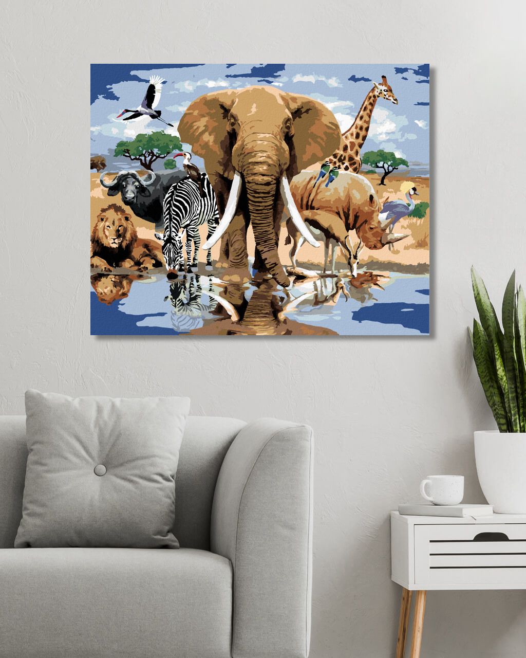 zuty Malování podle čísel - ZVÍŘATA U OÁZY AFRIKA (HOWARD ROBINSON) - Rozměr: 40x50 cm, Rámování: Varianta: vypnuté plátno na rám - obrázek 9
