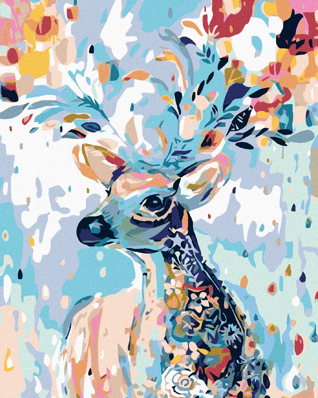 zuty Malování podle čísel - KYTIČKOVÝ JELEN - Rozměr: 40x50 cm, Rámování: Varianta: bez rámu a bez vypnutí plátna - obrázek 1