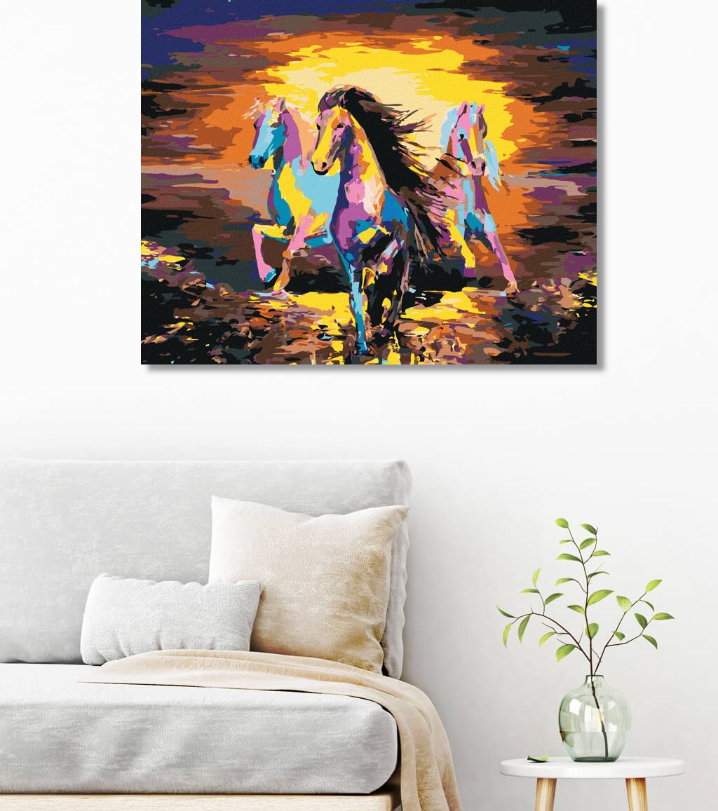 zuty Malování podle čísel - BAREVNÉ STÁDO KONÍ - Rozměr: 40x50 cm, Rámování: Varianta: vypnuté plátno na rám - obrázek 6