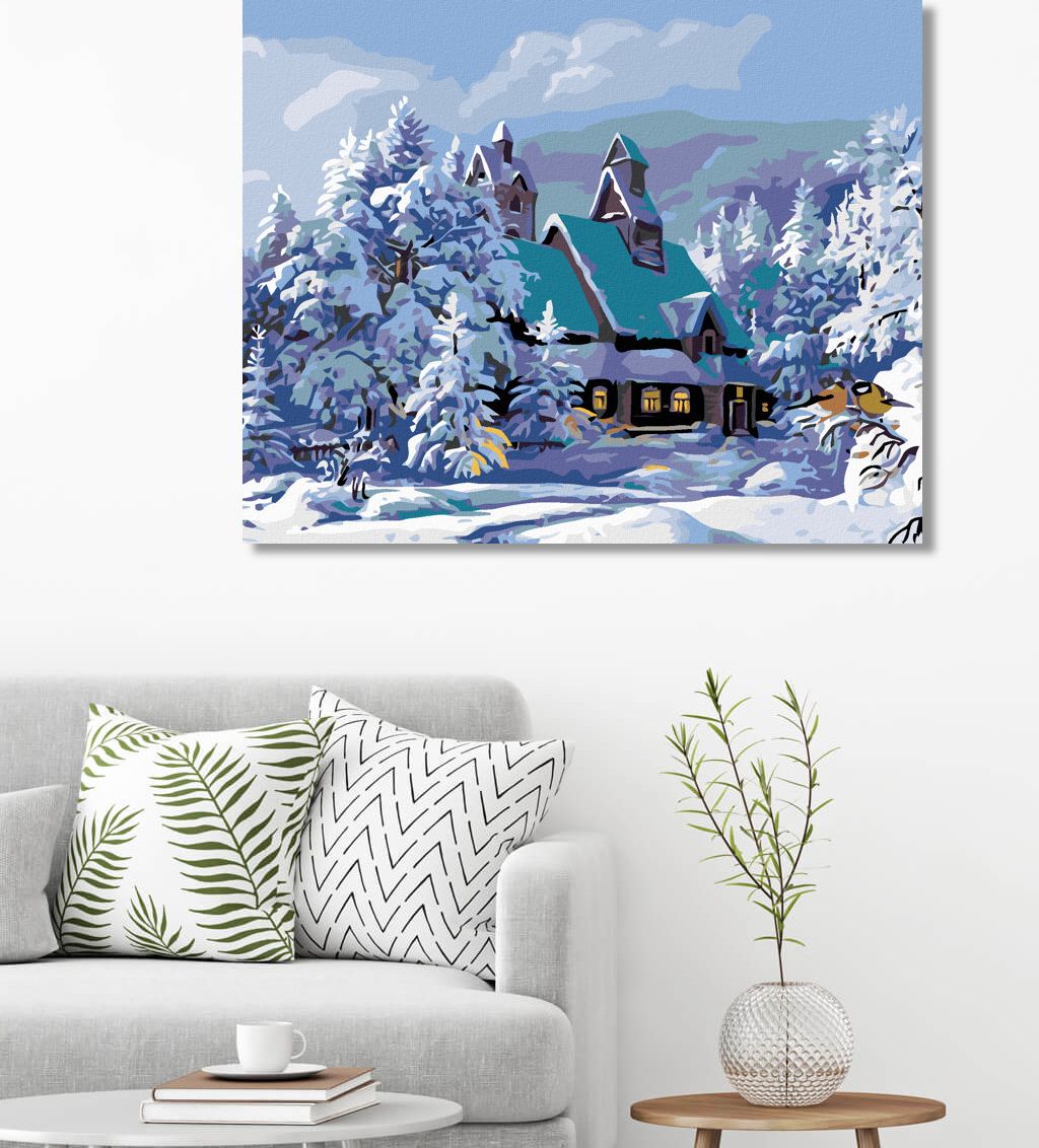 zuty Malování podle čísel - ZASNĚŽENÝ DŮM - Rozměr: 40x50 cm, Rámování: Varianta: bez rámu a bez vypnutí plátna - obrázek 7
