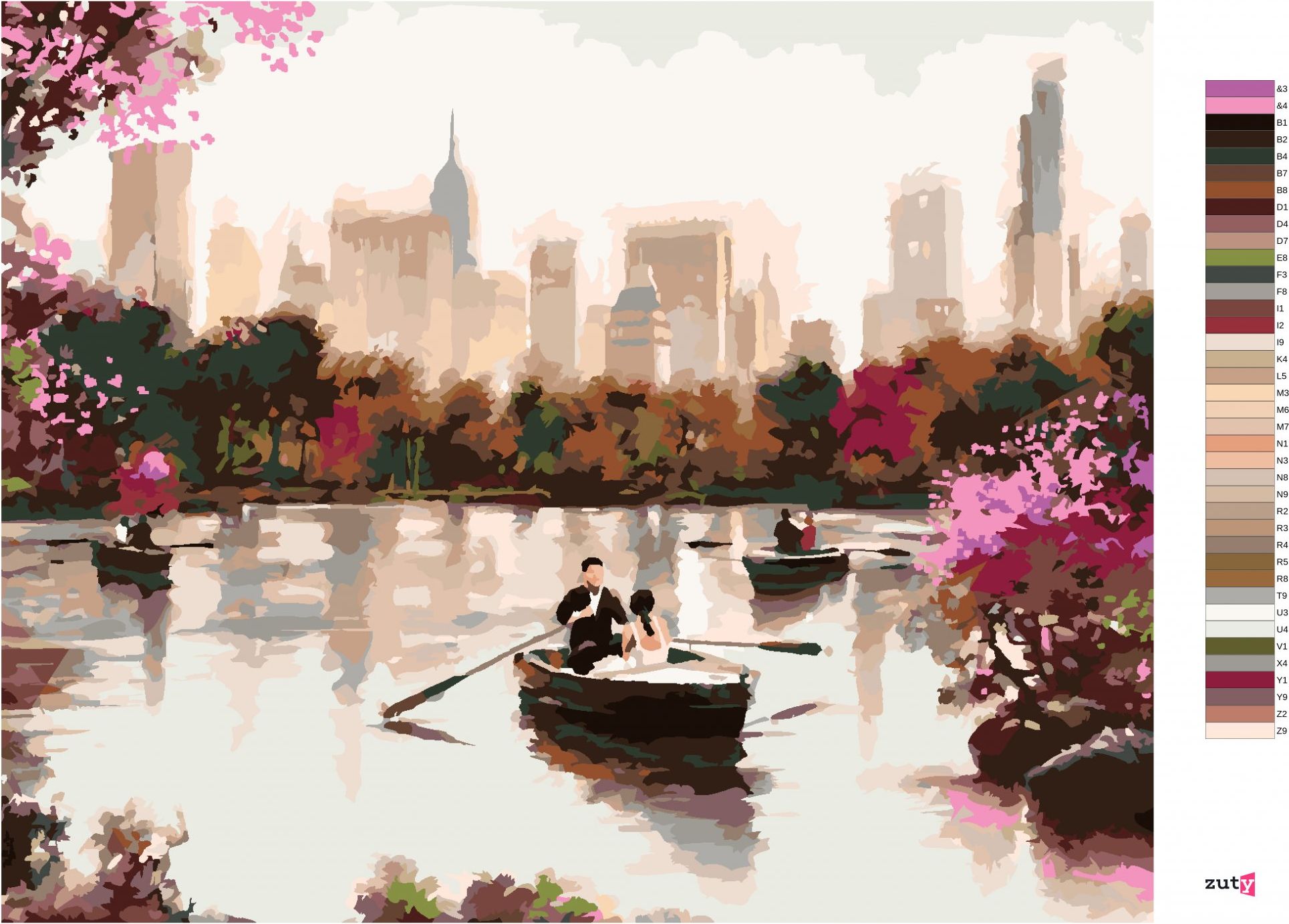 zuty Malování podle čísel - PÁR NA LOĎCE V NEW YORKU (RICHARD MACNEIL) - Rozměr: 40x50 cm, Rámování: Varianta: bez rámu a bez vypnutí plátna - obrázek 10