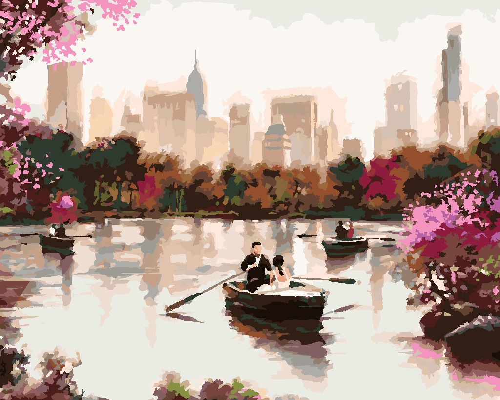 zuty Malování podle čísel - PÁR NA LOĎCE V NEW YORKU (RICHARD MACNEIL) - Rozměr: 40x50 cm, Rámování: Varianta: vypnuté plátno na rám - obrázek 3