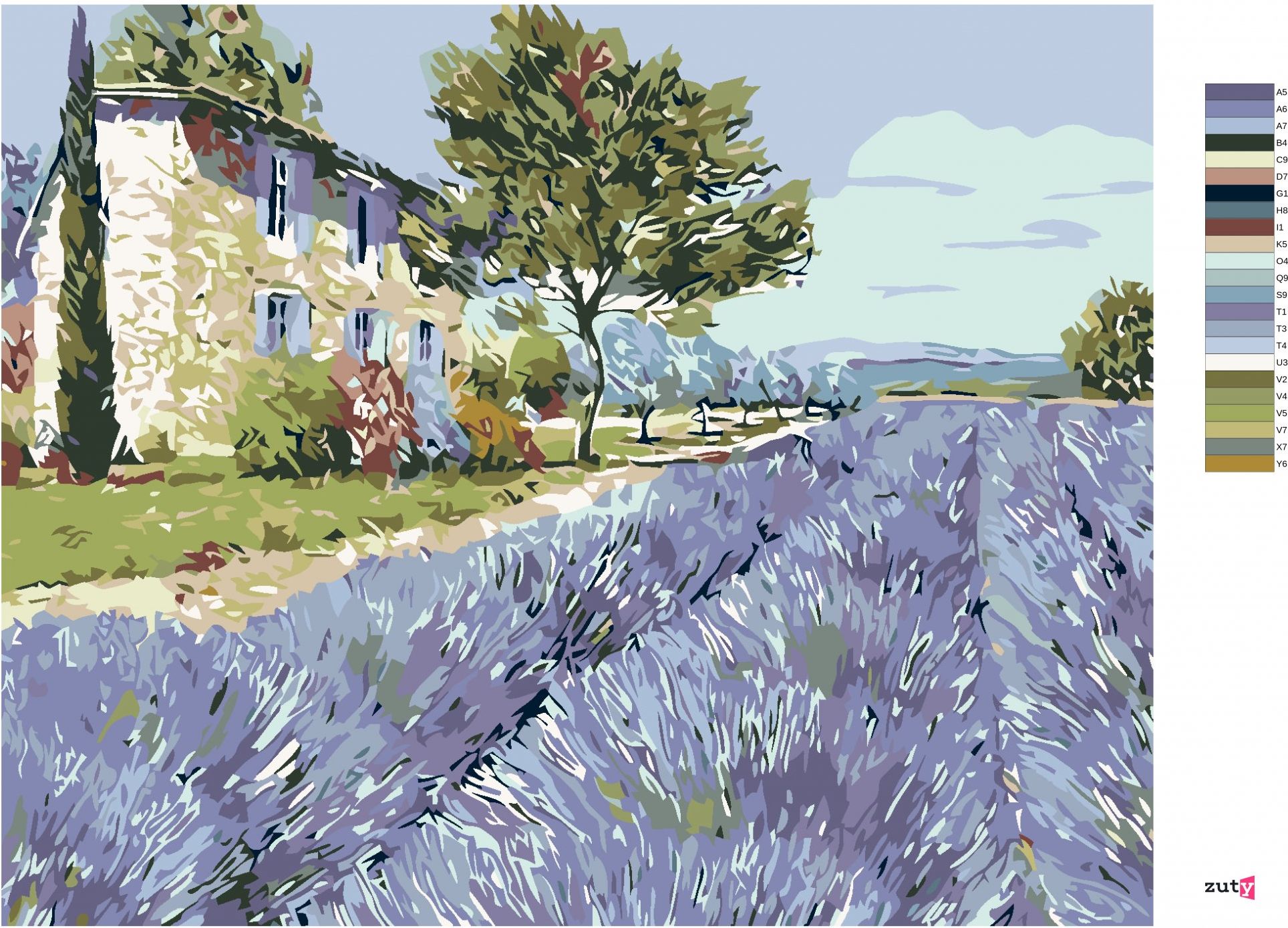 zuty Malování podle čísel - LEVANDULOVÉ POLE I - Rozměr: 40x50 cm, Rámování: Varianta: vypnuté plátno na rám - obrázek 6