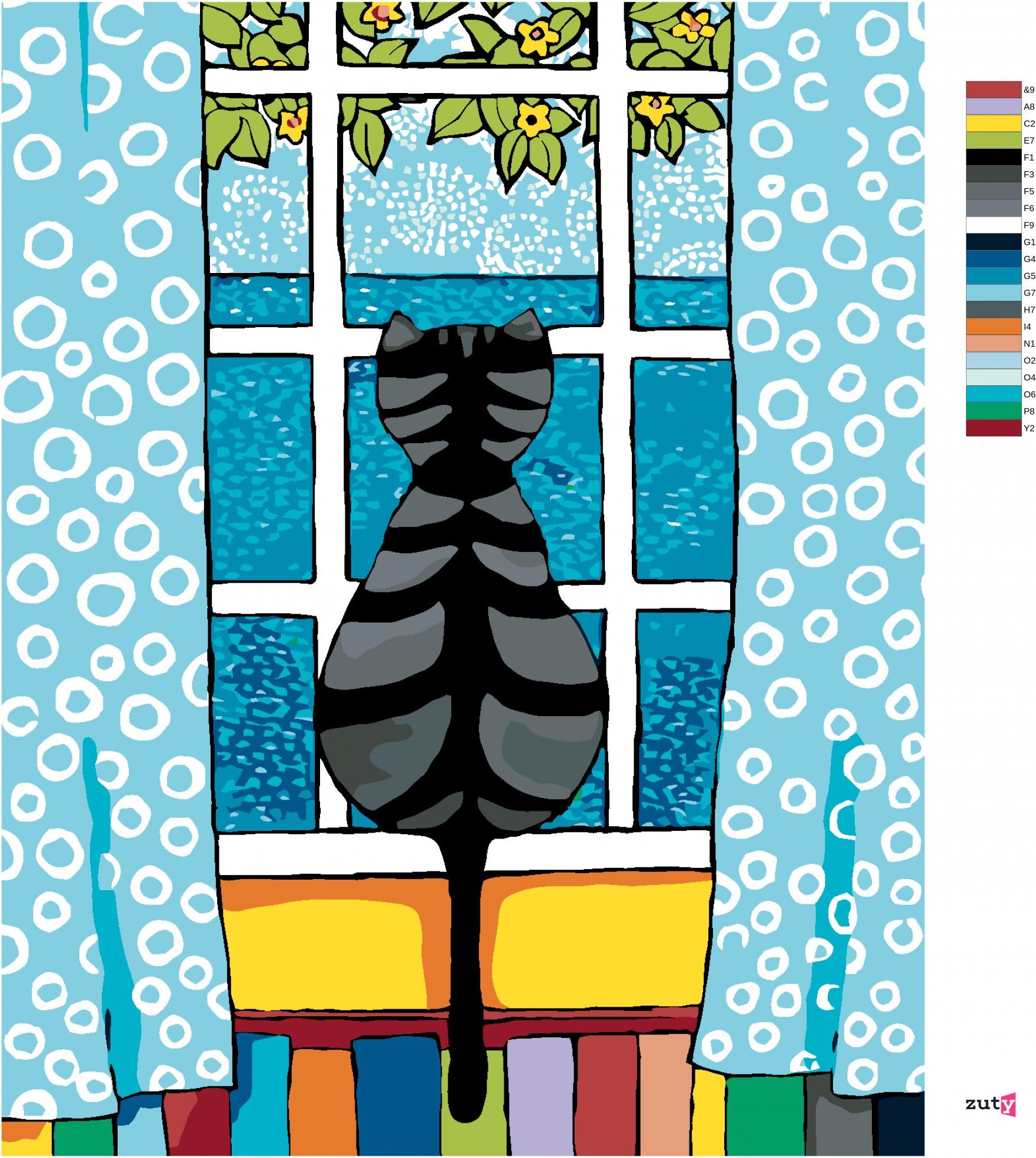 zuty Malování podle čísel - KOČKA ZA OKNEM - Rozměr: 40x50 cm, Rámování: Varianta: vypnuté plátno na rám - obrázek 4