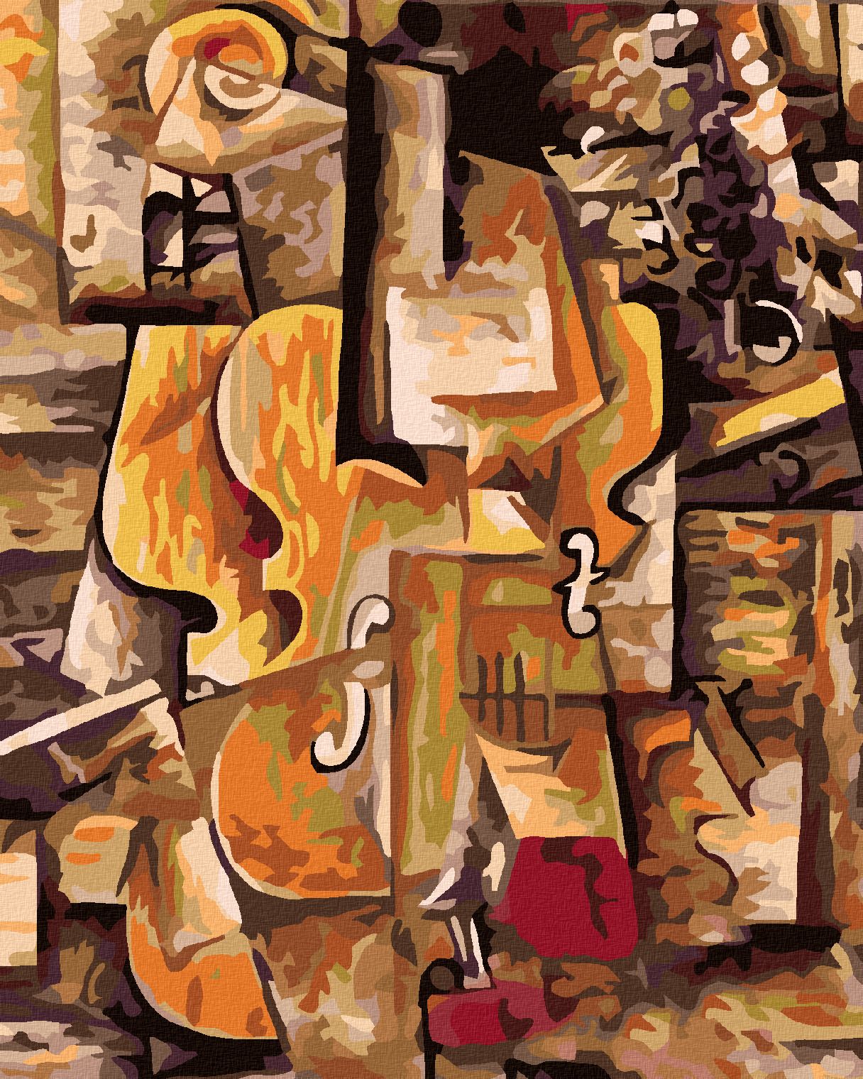 zuty Malování podle čísel - HOUSLE A HROZNY (PICASSO) - Rozměr: 40x50 cm, Rámování: Varianta: vypnuté plátno na rám - obrázek 1