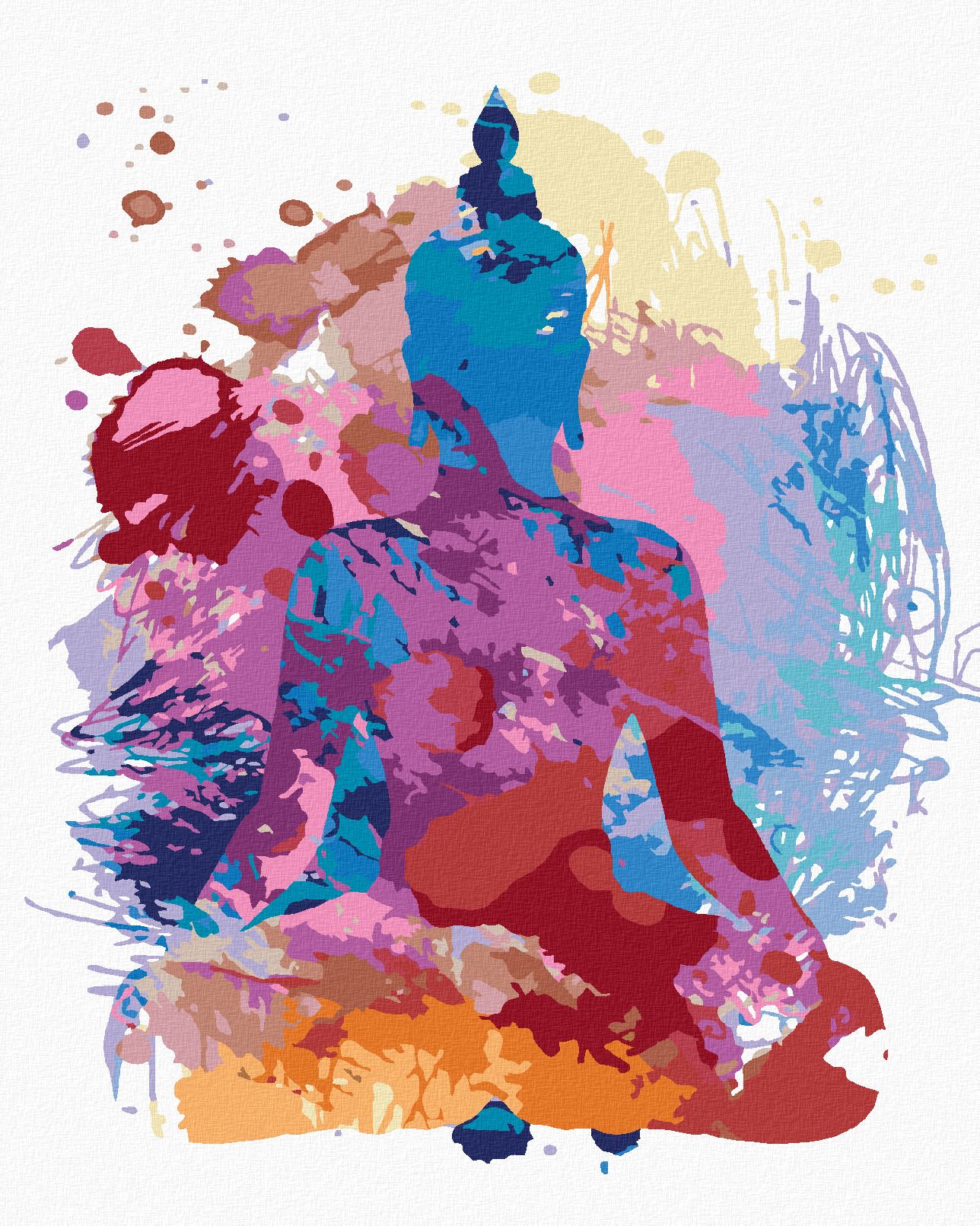 zuty Malování podle čísel - ABSTRAKTNÍ BAREVNÝ BUDDHA - Rozměr: 40x50 cm, Rámování: Varianta: vypnuté plátno na rám - obrázek 1