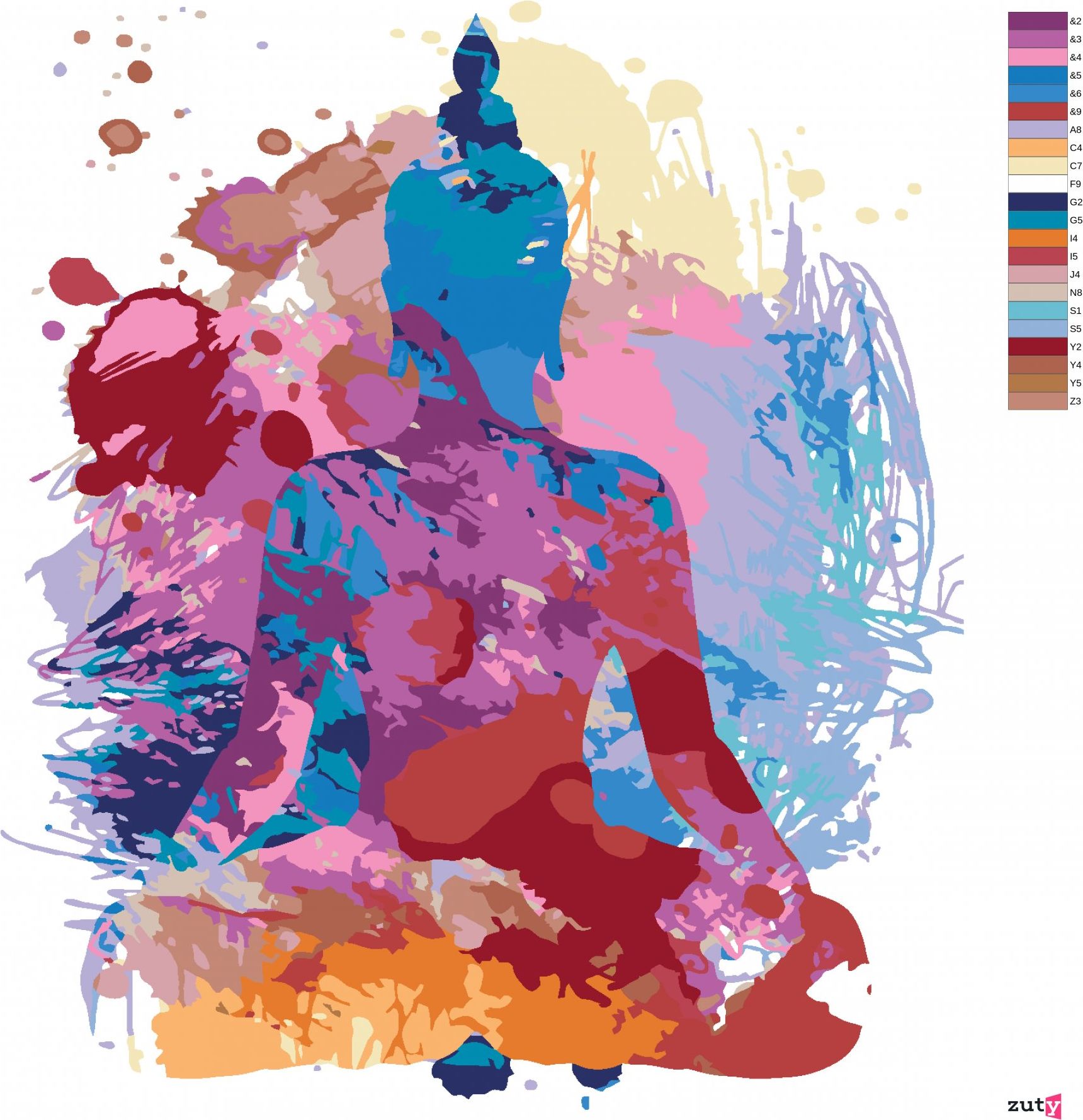 zuty Malování podle čísel - ABSTRAKTNÍ BAREVNÝ BUDDHA - Rozměr: 40x50 cm, Rámování: Varianta: vypnuté plátno na rám - obrázek 10