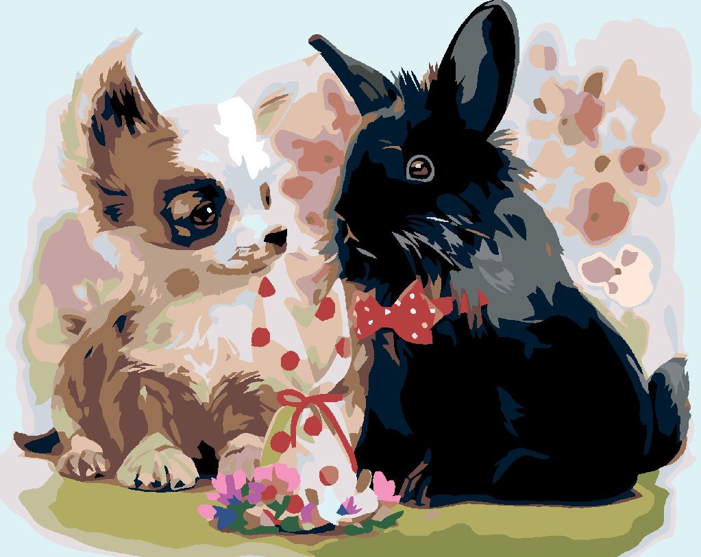 zuty Malování podle čísel - ŠTĚNĚ S ČERNÝM KRÁLÍKEM - Rozměr: 40x50 cm, Rámování: Varianta: vypnuté plátno na rám - obrázek 2