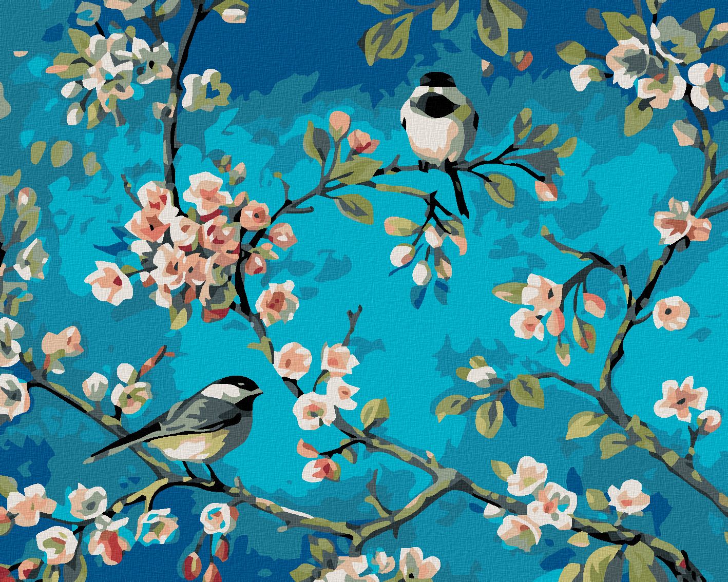 zuty Malování podle čísel - DVA SEDÍCÍ PTÁCI - Rozměr: 40x50 cm, Rámování: Varianta: bez rámu a bez vypnutí plátna - obrázek 1