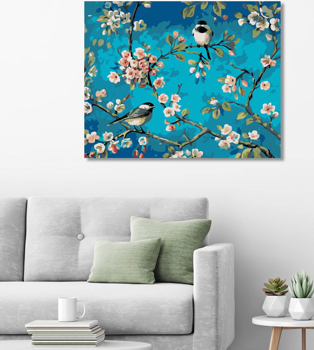 zuty Malování podle čísel - DVA SEDÍCÍ PTÁCI - Rozměr: 40x50 cm, Rámování: Varianta: vypnuté plátno na rám - obrázek 4