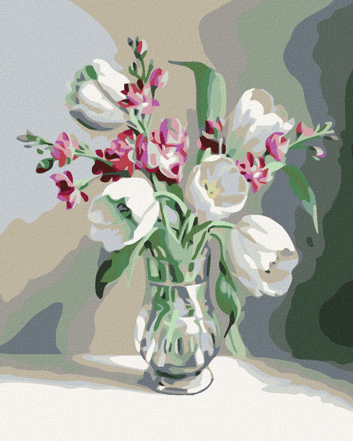 zuty Malování podle čísel - BÍLÉ TULIPÁNY - Rozměr: 40x50 cm, Rámování: Varianta: vypnuté plátno na rám - obrázek 1