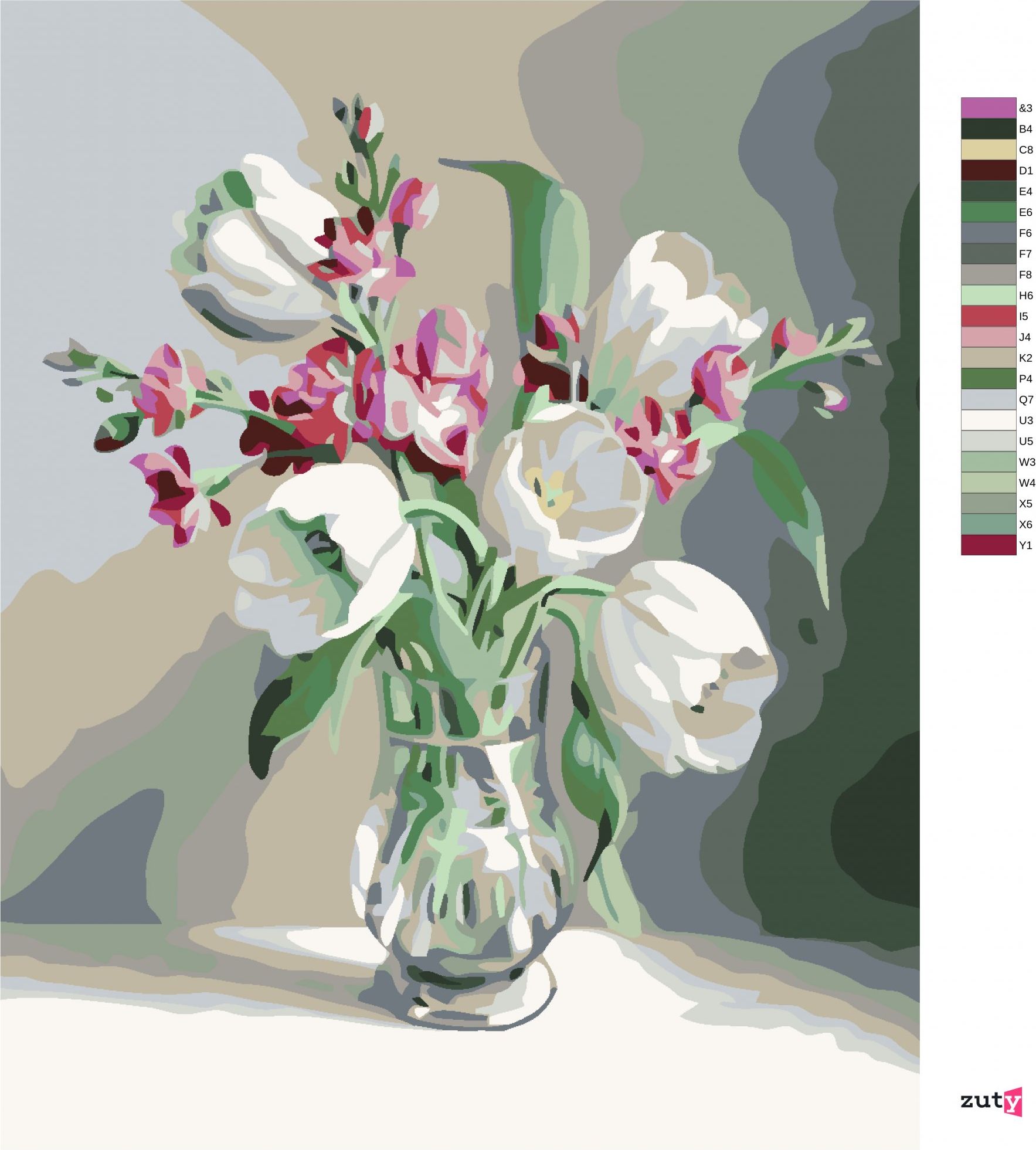 zuty Malování podle čísel - BÍLÉ TULIPÁNY - Rozměr: 40x50 cm, Rámování: Varianta: vypnuté plátno na rám - obrázek 4