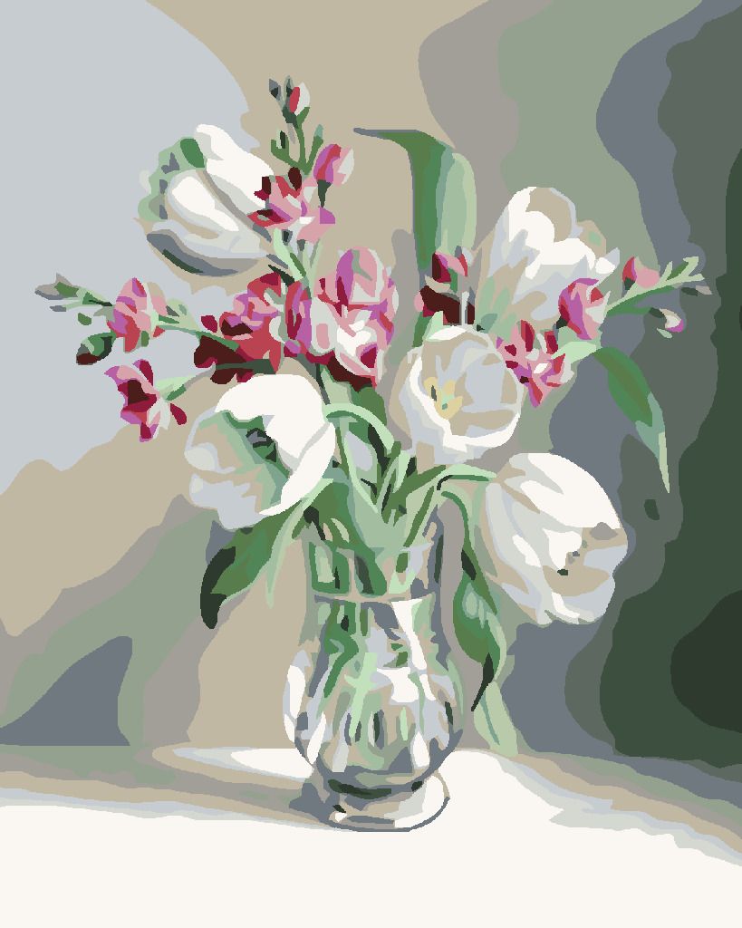 zuty Malování podle čísel - BÍLÉ TULIPÁNY - Rozměr: 40x50 cm, Rámování: Varianta: vypnuté plátno na rám - obrázek 5