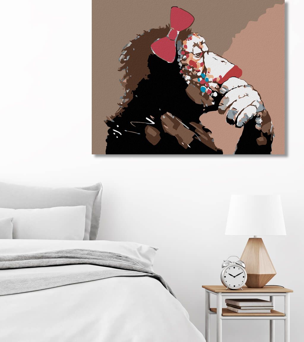 zuty Malování podle čísel - ŠIMPANZÍ DÁMA - Rozměr: 40x50 cm, Rámování: Varianta: vypnuté plátno na rám - obrázek 3