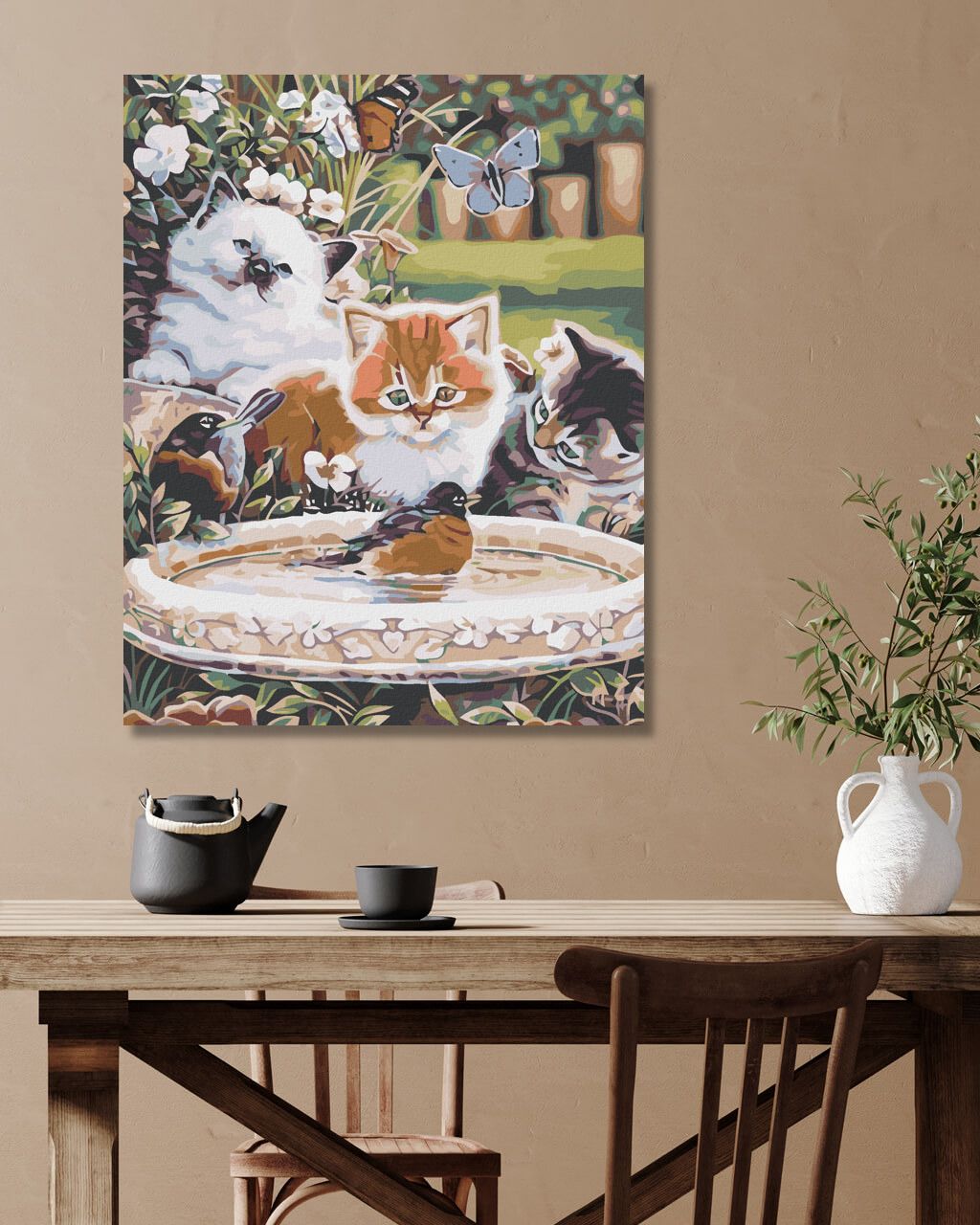 zuty Malování podle čísel - KOŤATA A PTÁČCI - Rozměr: 40x50 cm, Rámování: Varianta: bez rámu a bez vypnutí plátna - obrázek 3