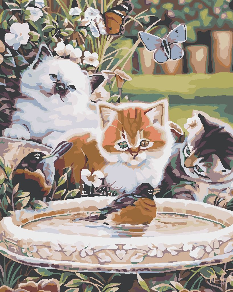 zuty Malování podle čísel - KOŤATA A PTÁČCI - Rozměr: 40x50 cm, Rámování: Varianta: bez rámu a bez vypnutí plátna - obrázek 9