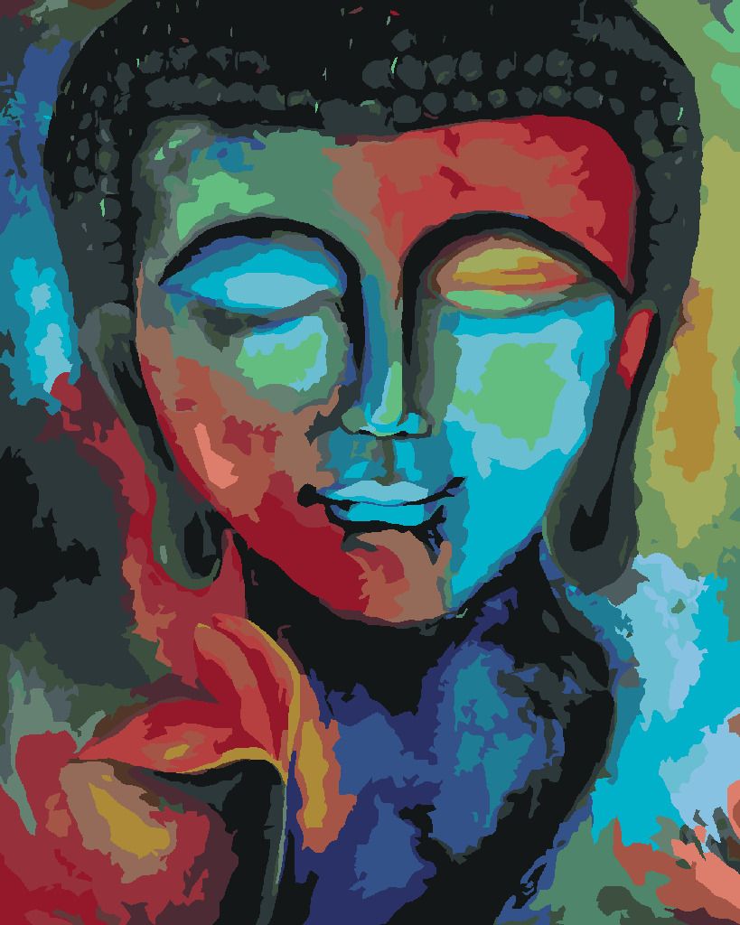 zuty Malování podle čísel - BAREVNÝ BUDDHA A KVĚTINY - Rozměr: 40x50 cm, Rámování: Varianta: vypnuté plátno na rám - obrázek 8