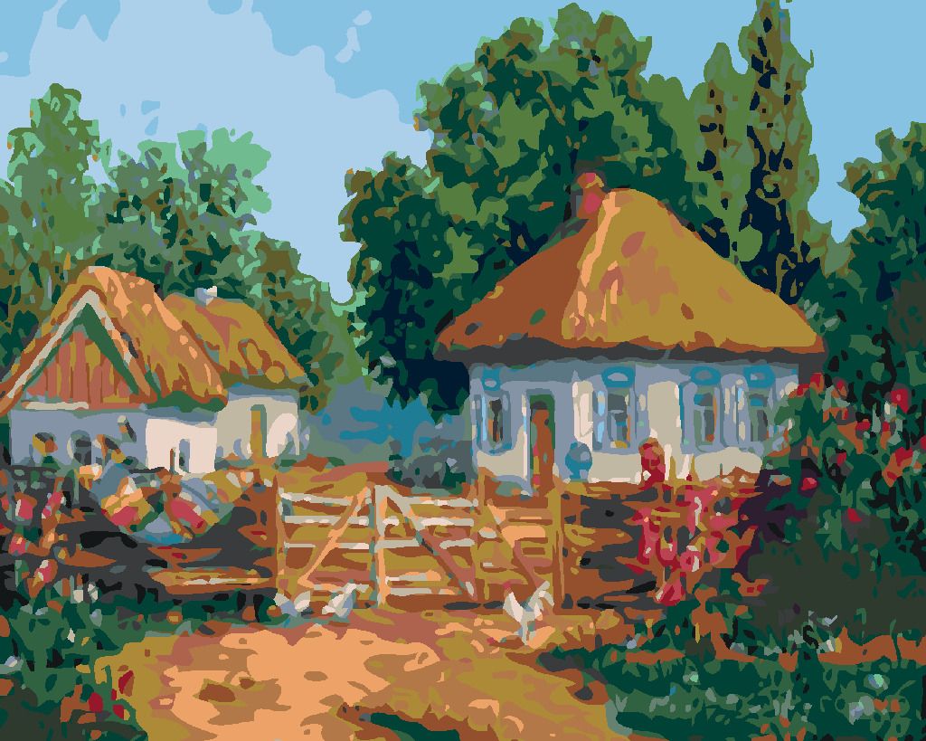 zuty Malování podle čísel - VENKOVSKÉ CHALOUPKY - Rozměr: 40x50 cm, Rámování: Varianta: vypnuté plátno na rám - obrázek 5