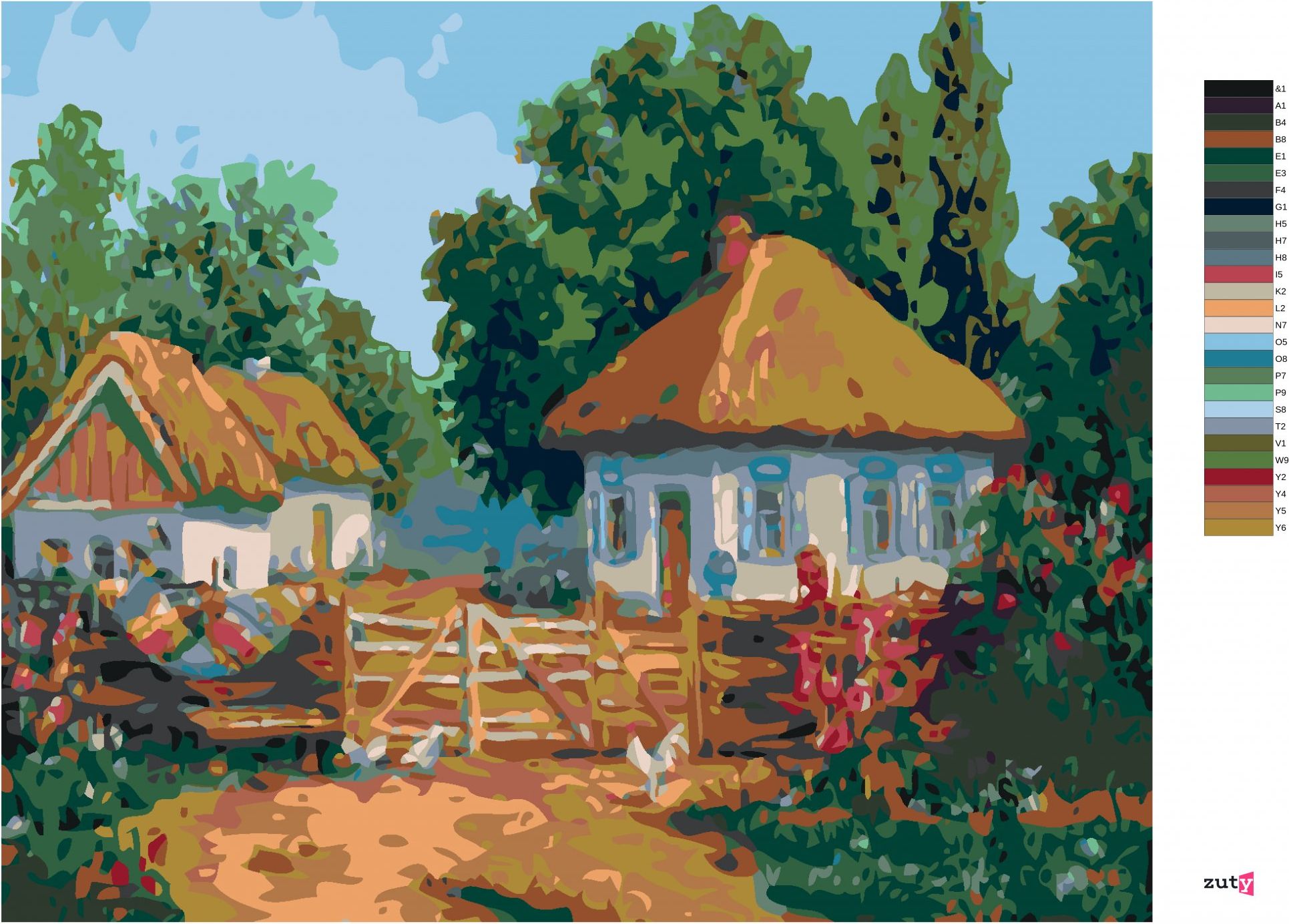 zuty Malování podle čísel - VENKOVSKÉ CHALOUPKY - Rozměr: 40x50 cm, Rámování: Varianta: vypnuté plátno na rám - obrázek 6