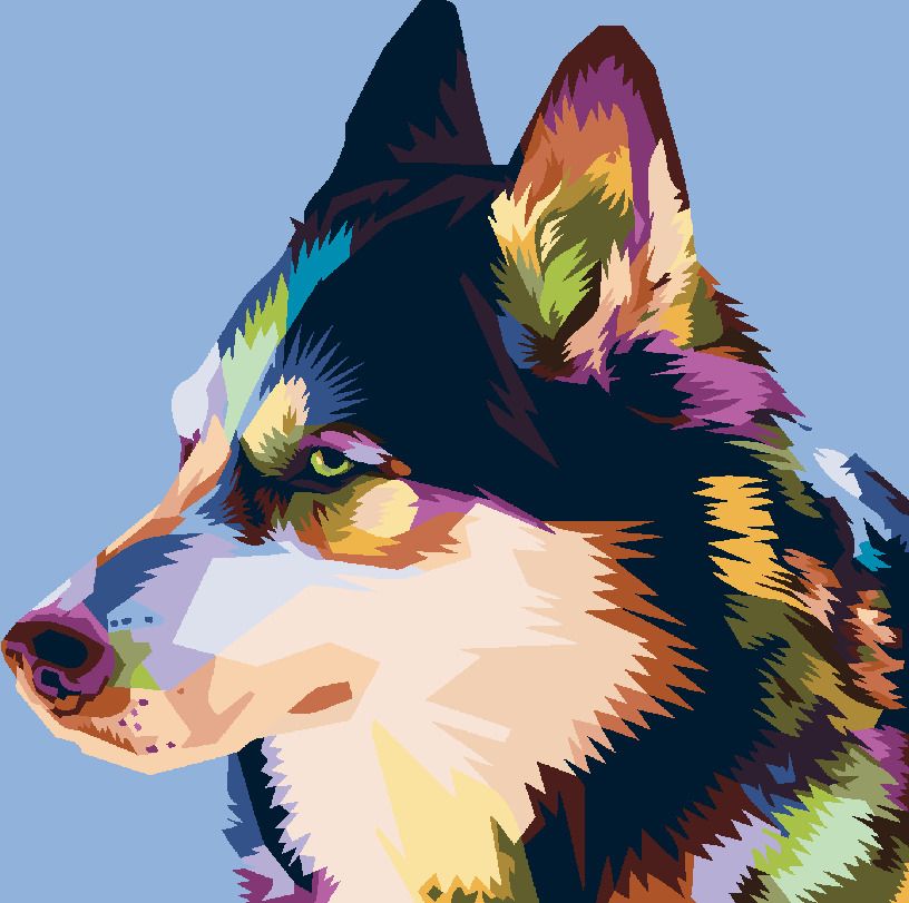 zuty Malování podle čísel - BAREVNÝ HUSKY - Rozměr: 40x50 cm, Rámování: Varianta: bez rámu a bez vypnutí plátna - obrázek 5