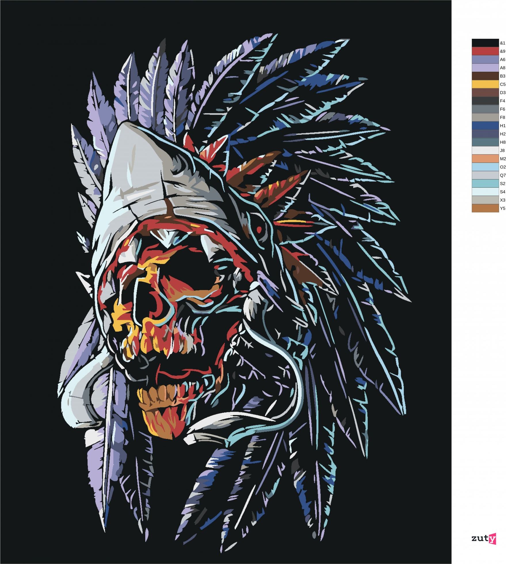 zuty Malování podle čísel - VŮDČÍ LEBKA - Rozměr: 40x50 cm, Rámování: Varianta: bez rámu a bez vypnutí plátna - obrázek 7