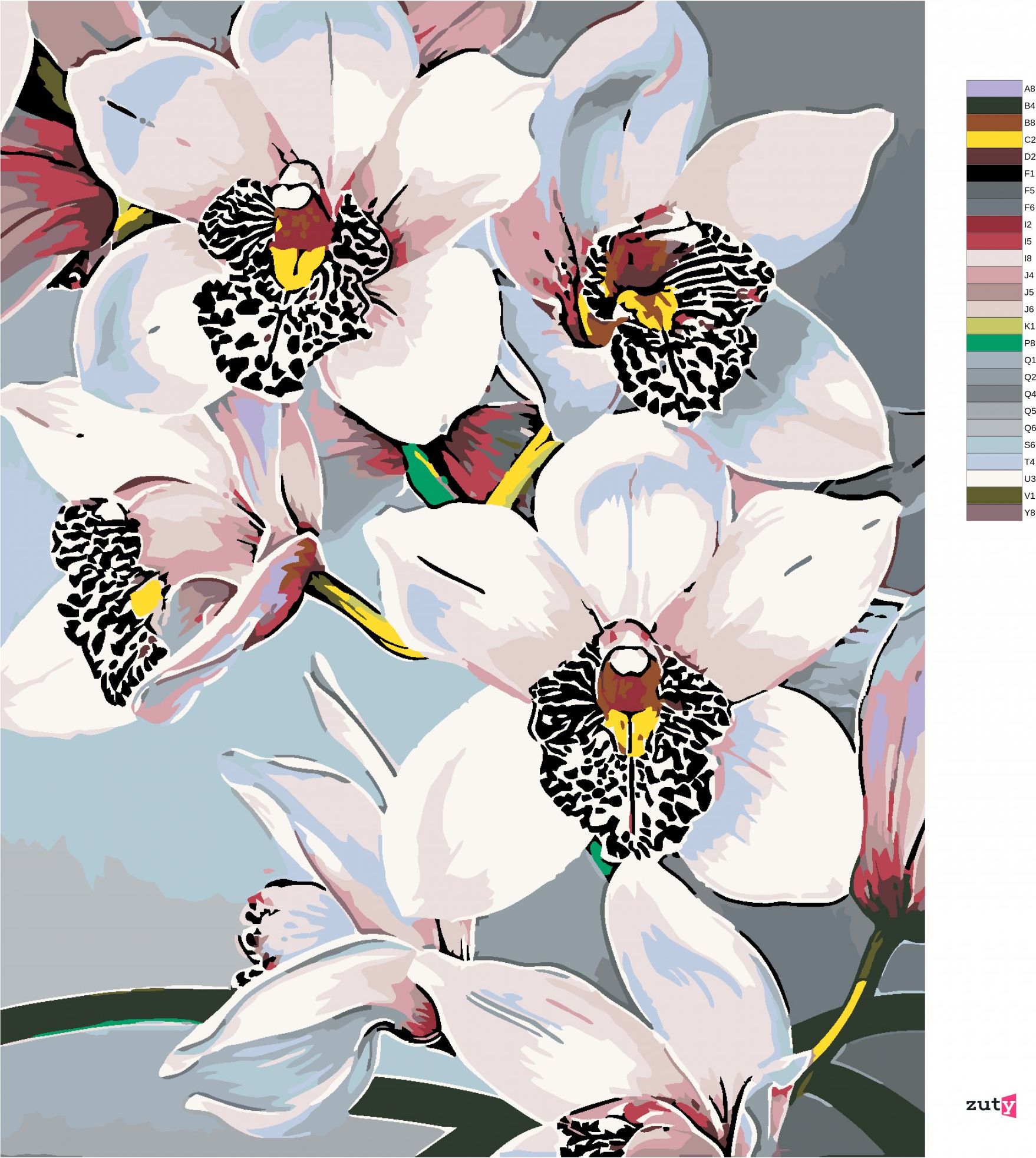 zuty Malování podle čísel - NÁDHERNÉ ORCHIDEJE - Rozměr: 40x50 cm, Rámování: Varianta: vypnuté plátno na rám - obrázek 4