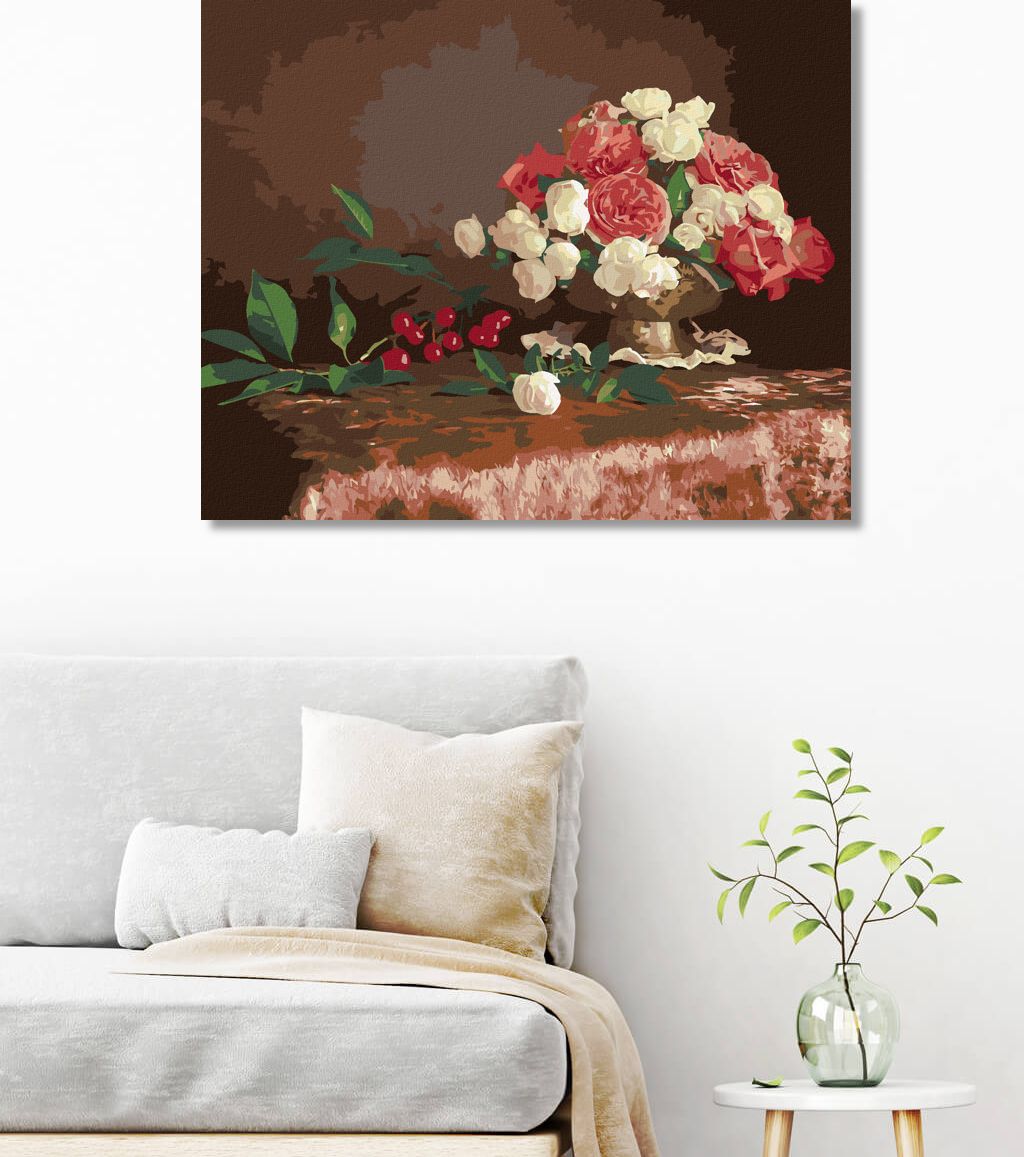 zuty Malování podle čísel - KVĚTINY VE VÁZE A TŘEŠNĚ - Rozměr: 40x50 cm, Rámování: Varianta: bez rámu a bez vypnutí plátna - obrázek 10