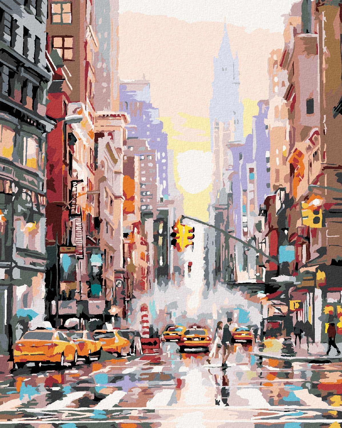 zuty Malování podle čísel - ULICE V NEW YORKU A ŽLUTÉ TAXÍKY (RICHARD MACNEIL) - Rozměr: 40x50 cm, Rámování: Varianta: bez rámu a bez vypnutí plátna - obrázek 1