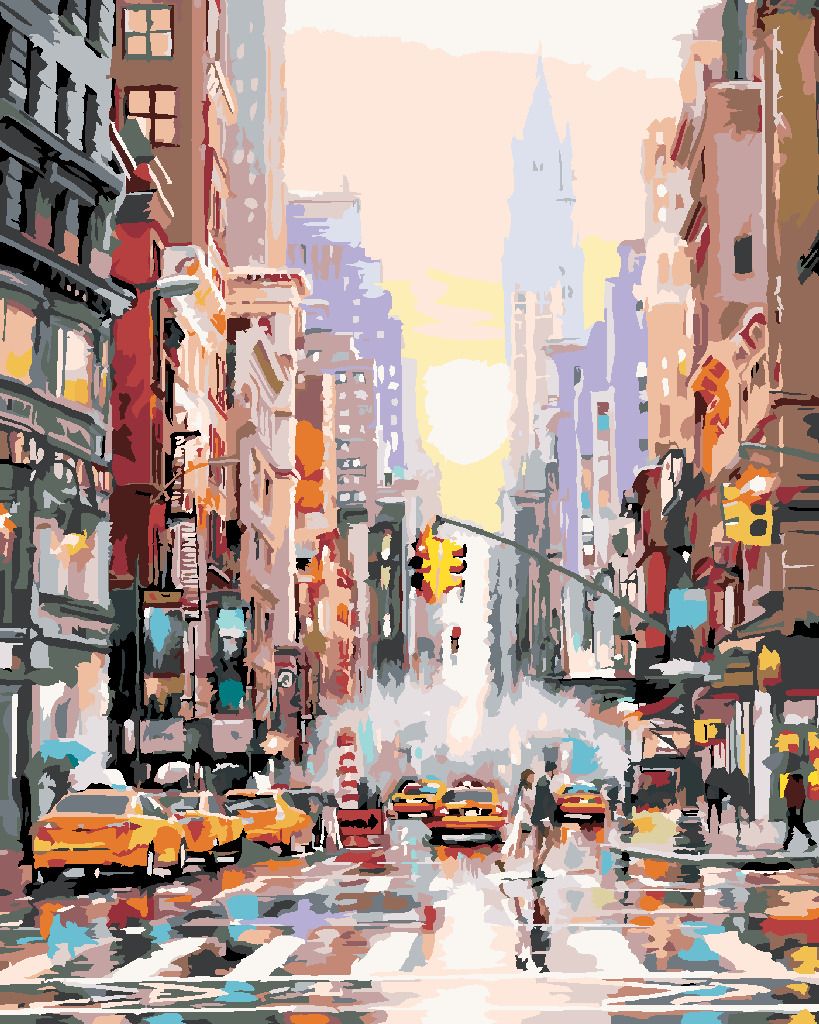 zuty Malování podle čísel - ULICE V NEW YORKU A ŽLUTÉ TAXÍKY (RICHARD MACNEIL) - Rozměr: 40x50 cm, Rámování: Varianta: bez rámu a bez vypnutí plátna - obrázek 5