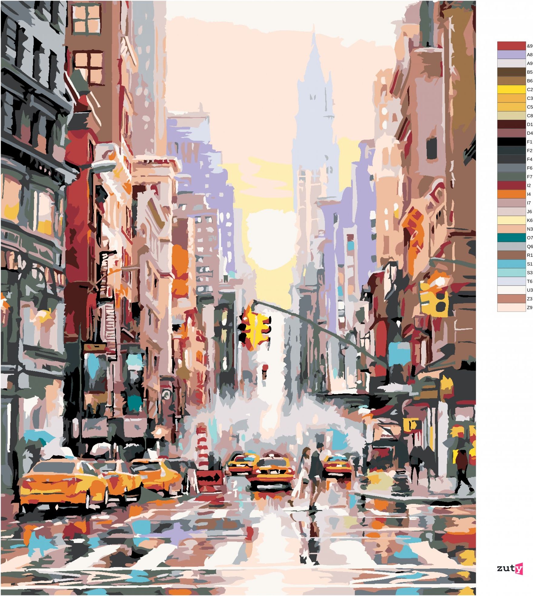 zuty Malování podle čísel - ULICE V NEW YORKU A ŽLUTÉ TAXÍKY (RICHARD MACNEIL) - Rozměr: 40x50 cm, Rámování: Varianta: bez rámu a bez vypnutí plátna - obrázek 7
