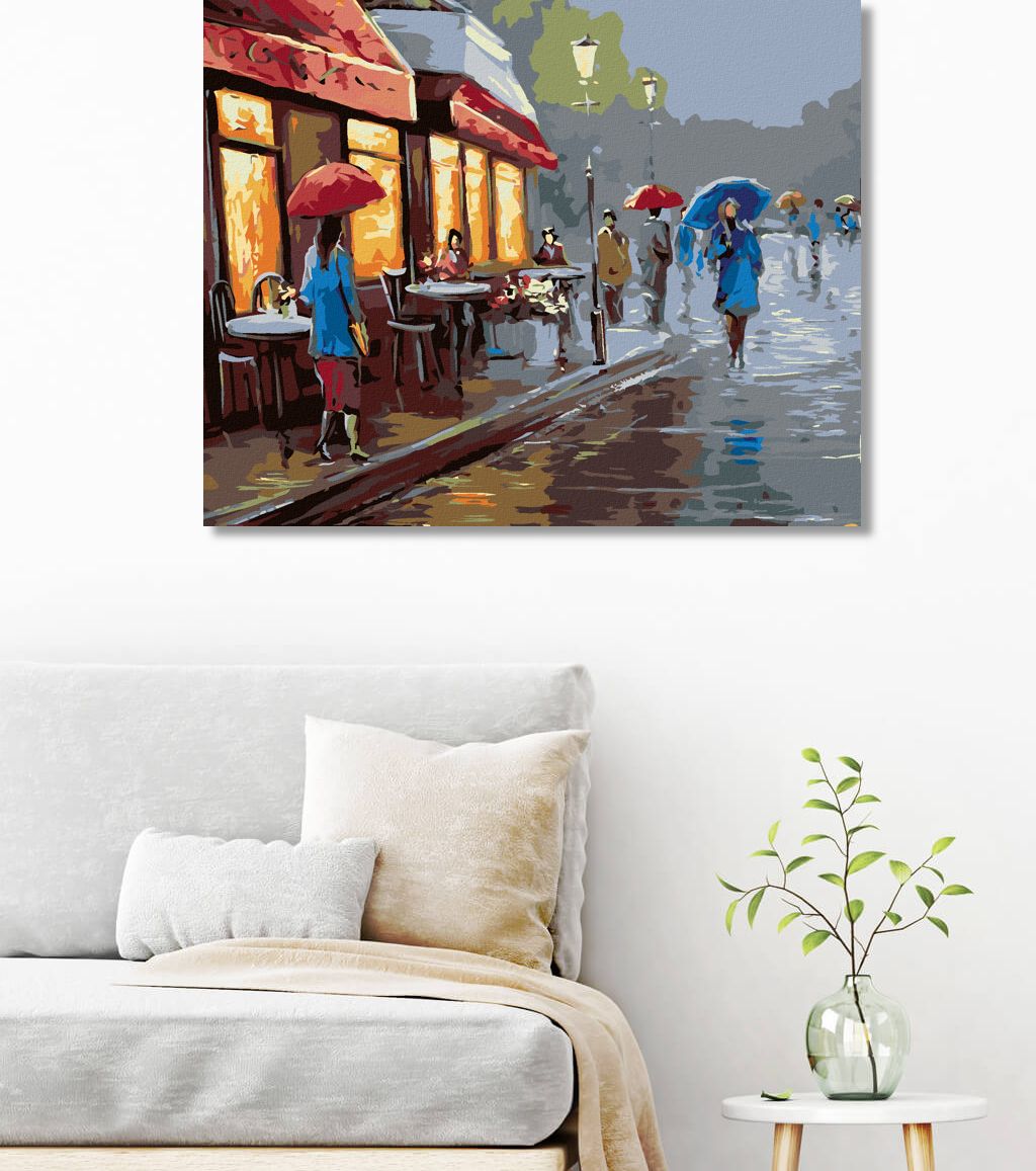 zuty Malování podle čísel - DEŠTIVÝ DEN VE MĚSTĚ - Rozměr: 40x50 cm, Rámování: Varianta: vypnuté plátno na rám - obrázek 6