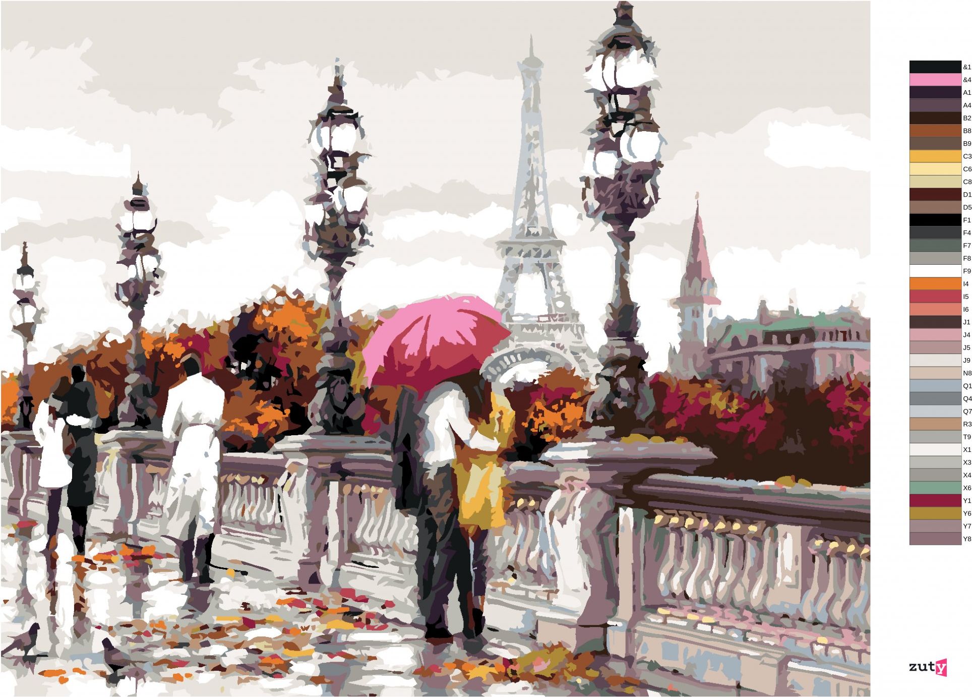 zuty Malování podle čísel - MOST V PAŘÍŽI (RICHARD MACNEIL) - Rozměr: 40x50 cm, Rámování: Varianta: bez rámu a bez vypnutí plátna - obrázek 2