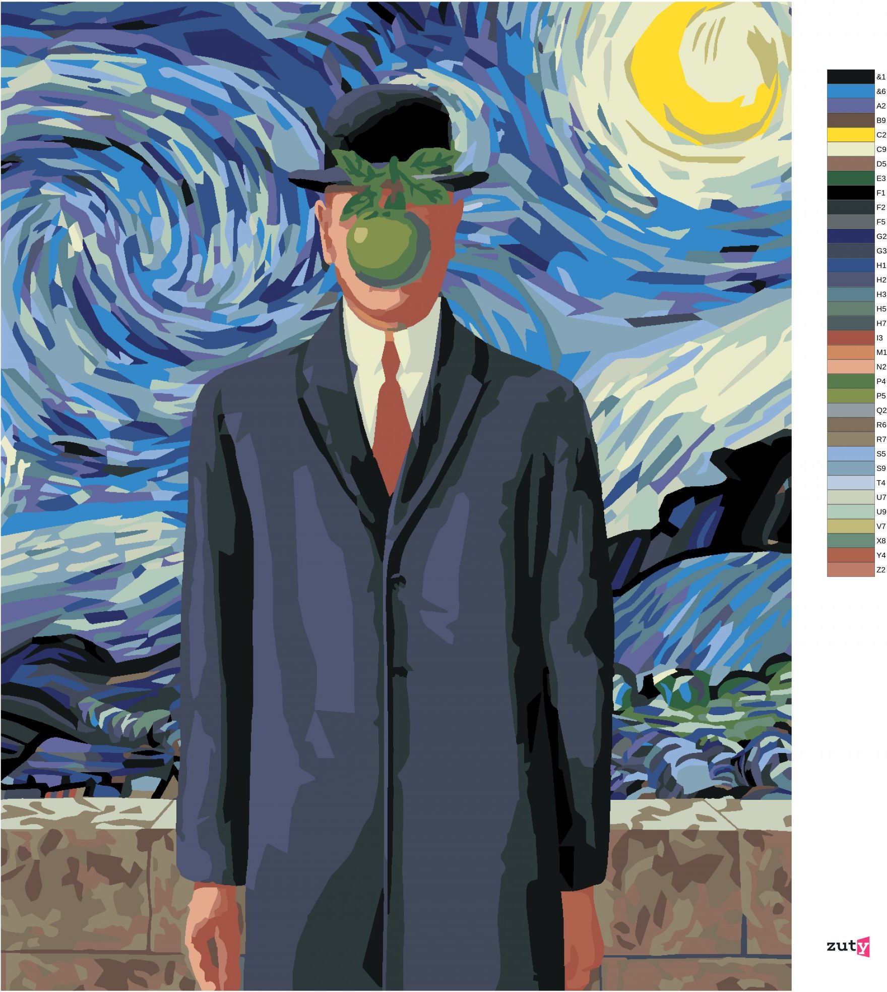 zuty Malování podle čísel - SYN ČLOVĚKA INSPIRACE VAN GOGHEM - Rozměr: 40x50 cm, Rámování: Varianta: vypnuté plátno na rám - obrázek 3