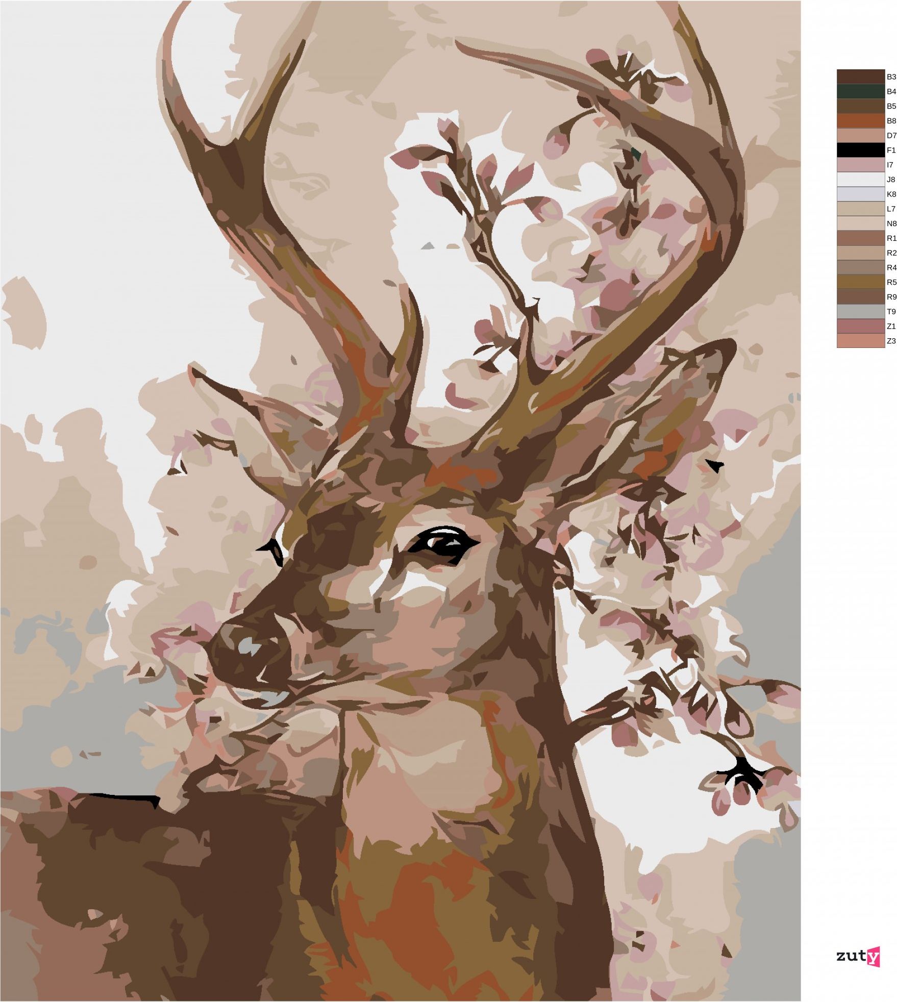 zuty Malování podle čísel - JELEN NA JAŘE - Rozměr: 40x50 cm, Rámování: Varianta: bez rámu a bez vypnutí plátna - obrázek 3