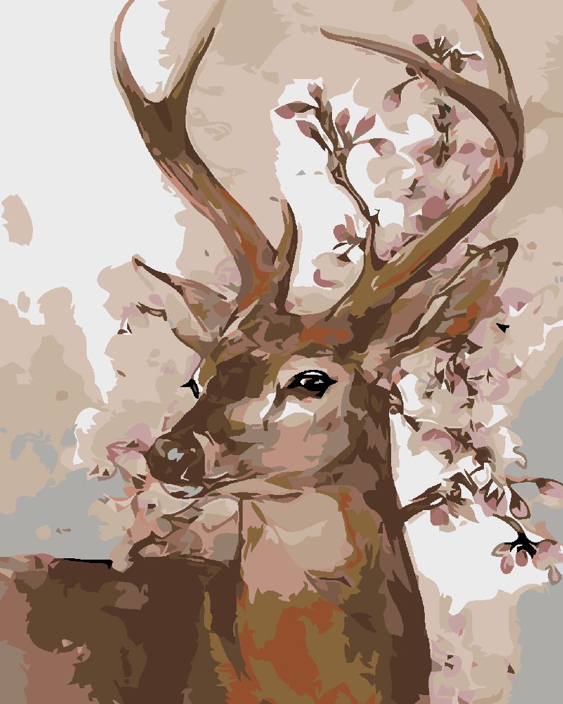 zuty Malování podle čísel - JELEN NA JAŘE - Rozměr: 40x50 cm, Rámování: Varianta: bez rámu a bez vypnutí plátna - obrázek 7