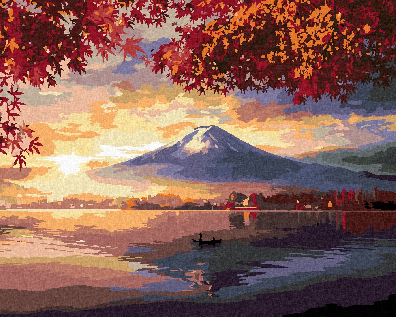 zuty Malování podle čísel - JAPONSKO HORA A JEZERO - Rozměr: 40x50 cm, Rámování: Varianta: bez rámu a bez vypnutí plátna - obrázek 1