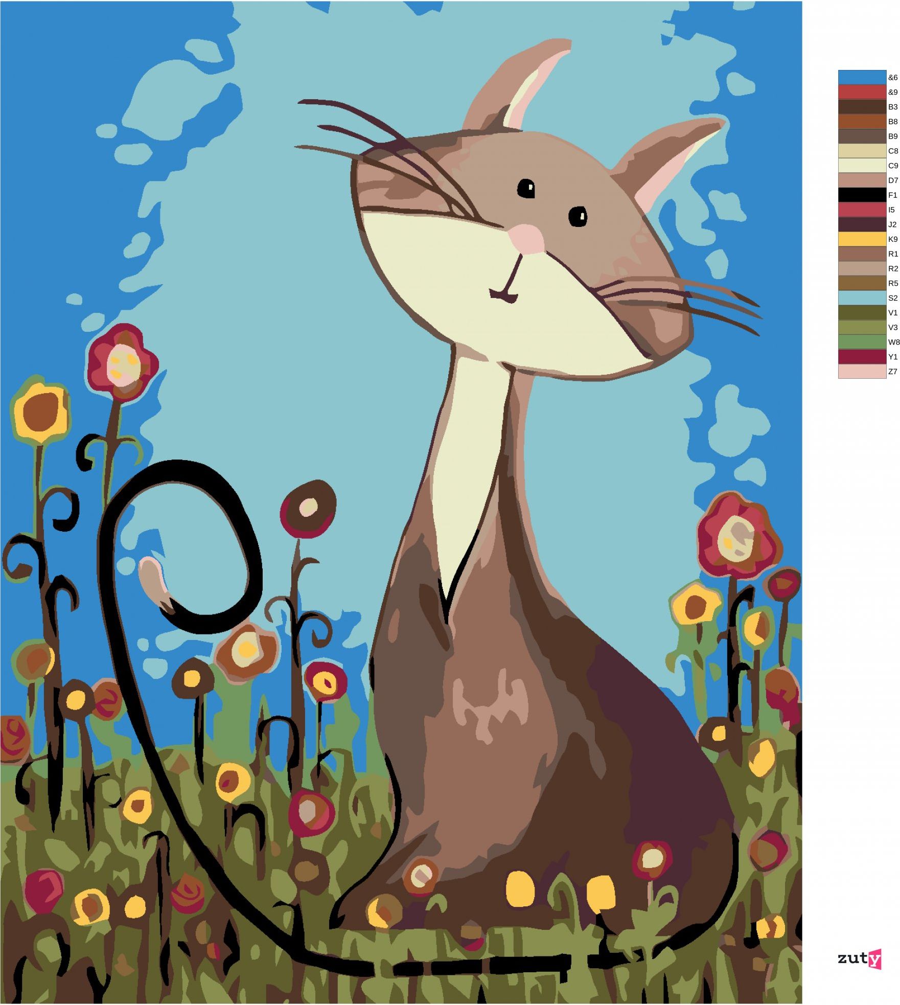 zuty Malování podle čísel - KOČIČKA A LUČNÍ KVÍTÍ - Rozměr: 40x50 cm, Rámování: Varianta: vypnuté plátno na rám - obrázek 5