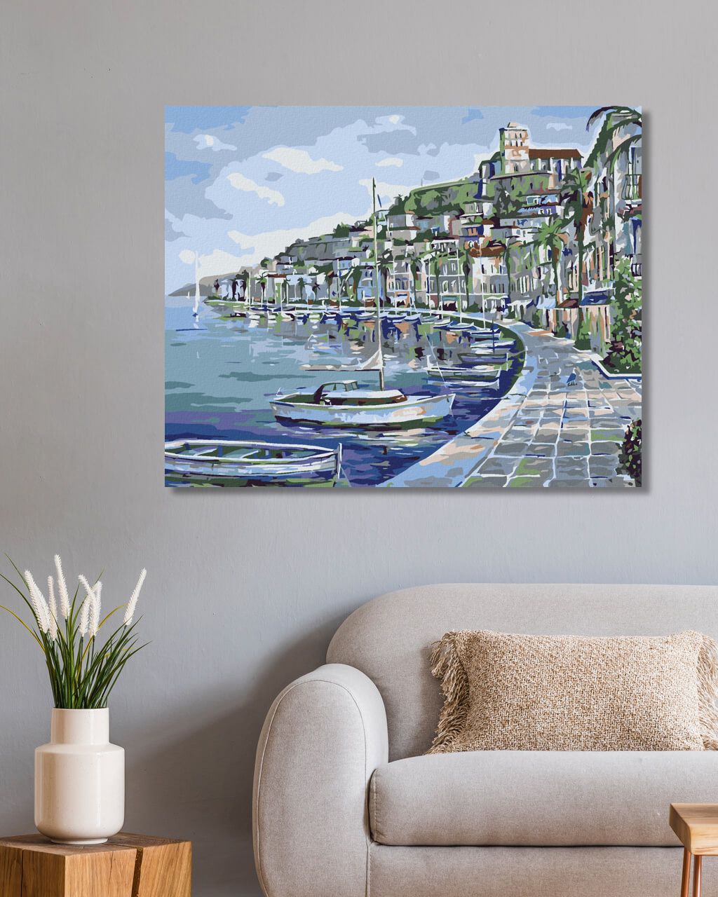 zuty Malování podle čísel - MĚSTEČKO NA POBŘEŽÍ - Rozměr: 40x50 cm, Rámování: Varianta: vypnuté plátno na rám - obrázek 3