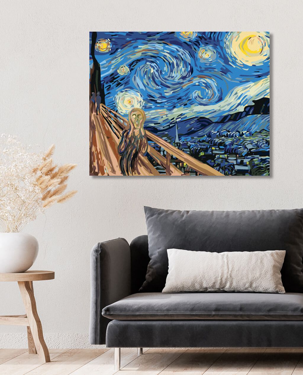 zuty Malování podle čísel - VÝKŘIK NA HVĚZDNOU NOC - INSPIRACE VAN GOGHEM - Rozměr: 40x50 cm, Rámování: Varianta: vypnuté plátno na rám - obrázek 7