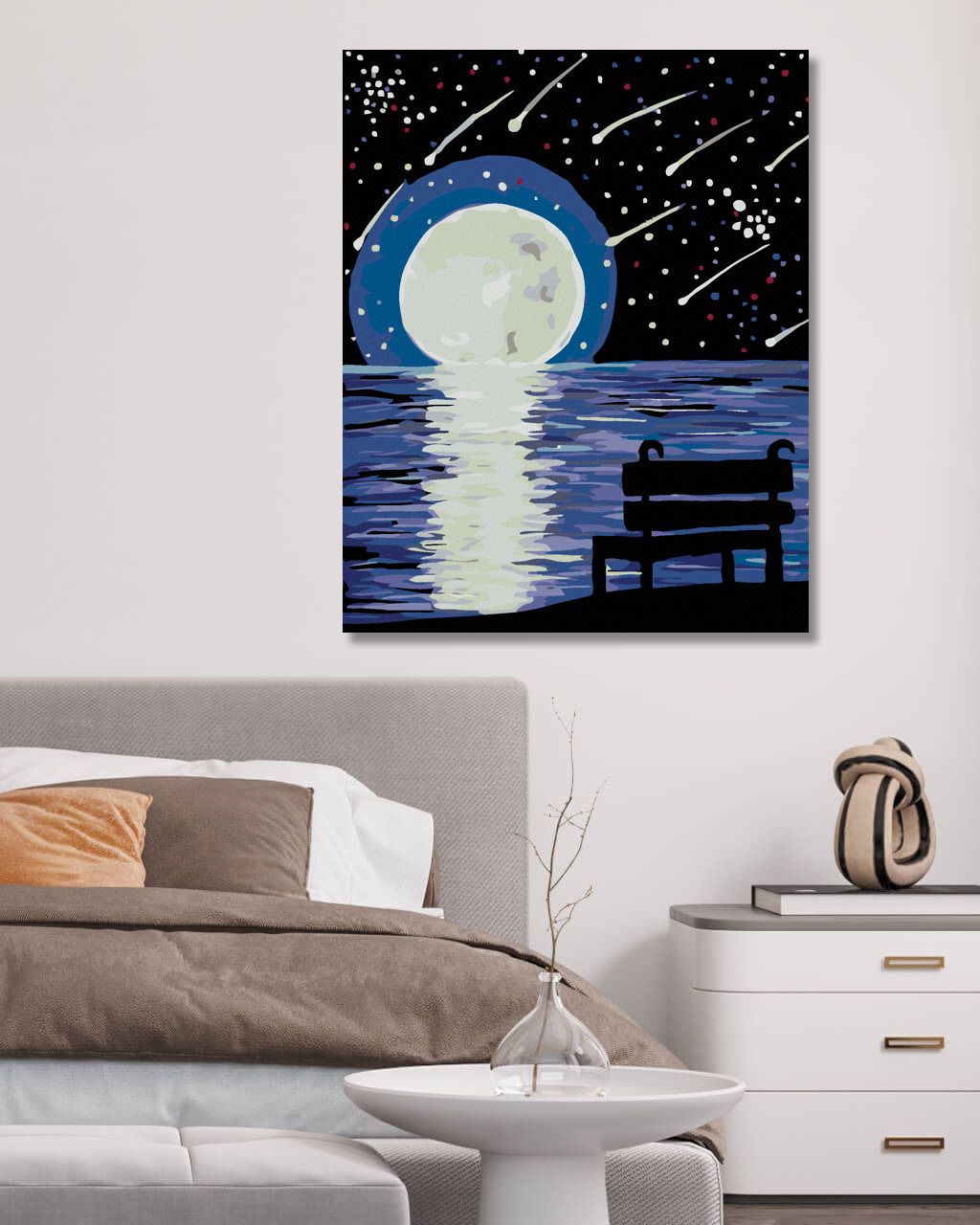 zuty Malování podle čísel - LAVIČKA MĚSÍC A PERSEIDY - Rozměr: 40x50 cm, Rámování: Varianta: vypnuté plátno na rám - obrázek 6