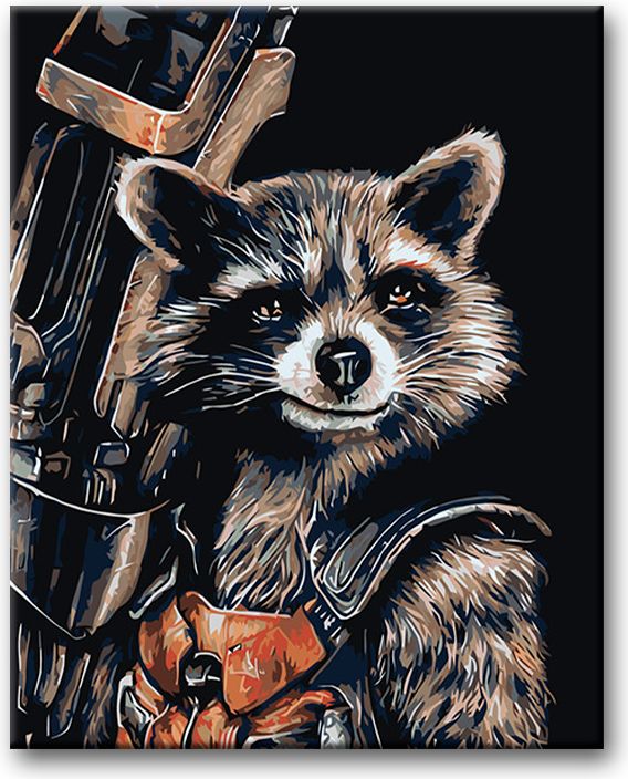 zuty Malování podle čísel - ROCKET RACOON - Rozměr: 40x50 cm, Rámování: Varianta: vypnuté plátno na rám - obrázek 4