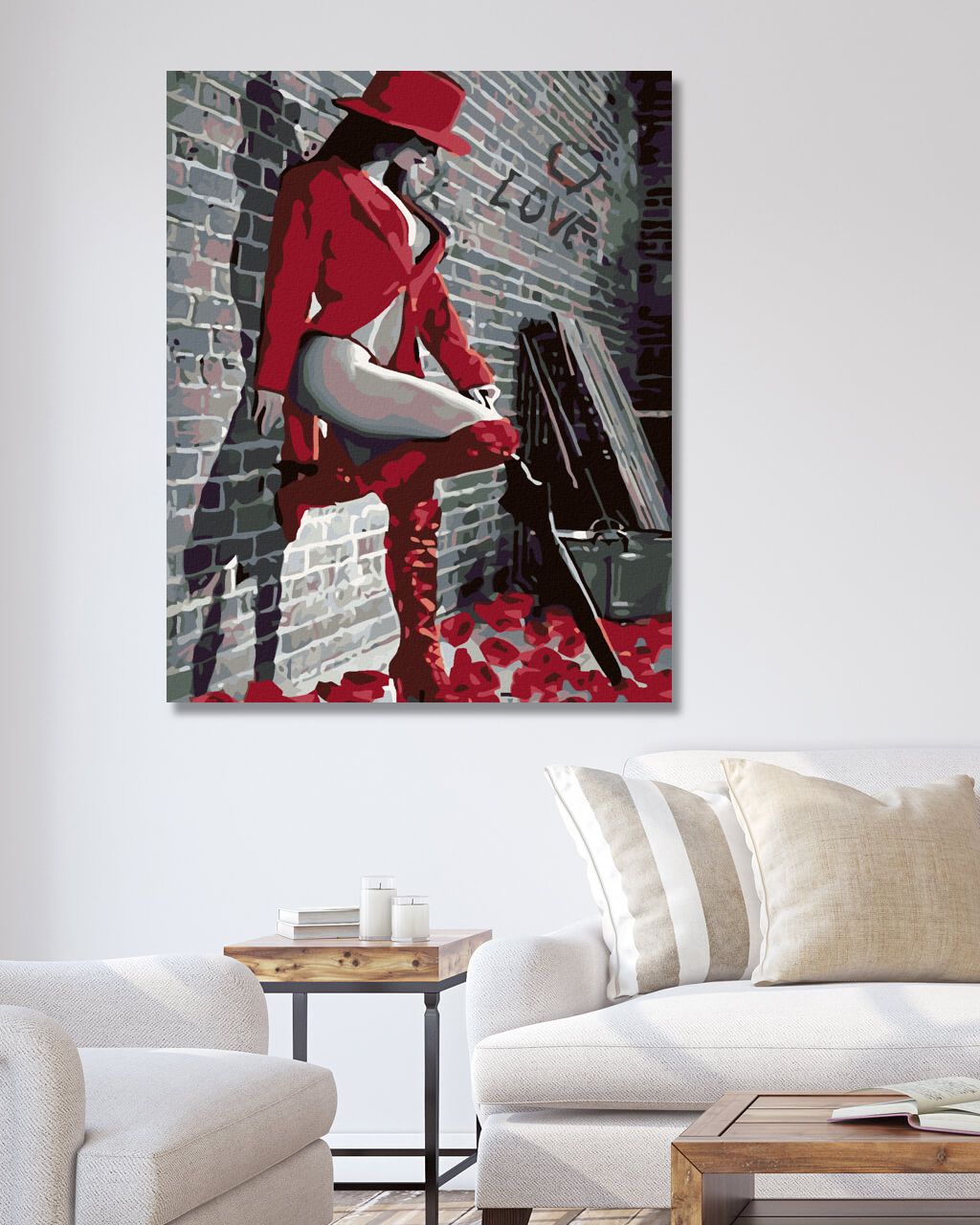 zuty Malování podle čísel - DÁMA V ČERVENOBÍLÉM - Rozměr: 40x50 cm, Rámování: Varianta: bez rámu a bez vypnutí plátna - obrázek 7