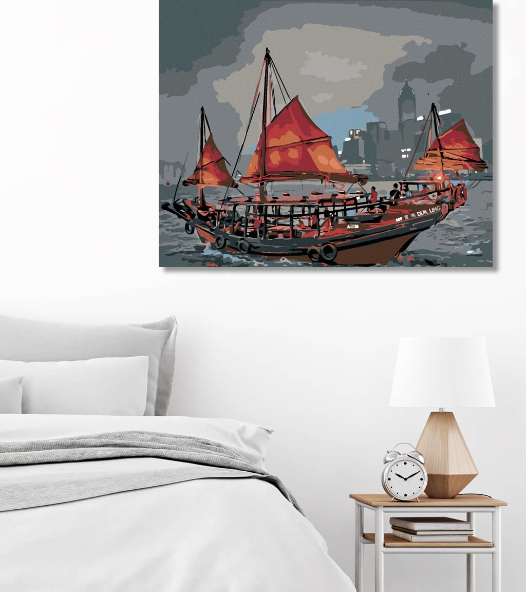 zuty Malování podle čísel - KORÁB U MĚSTA - Rozměr: 40x50 cm, Rámování: Varianta: vypnuté plátno na rám - obrázek 10