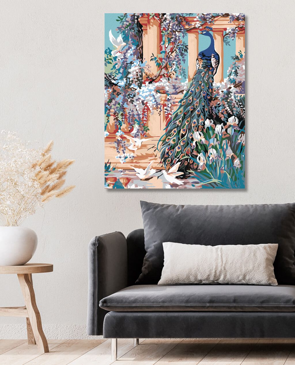 zuty Malování podle čísel - PÁV V ROZKVETLÉ ZAHRADĚ - Rozměr: 40x50 cm, Rámování: Varianta: vypnuté plátno na rám - obrázek 9