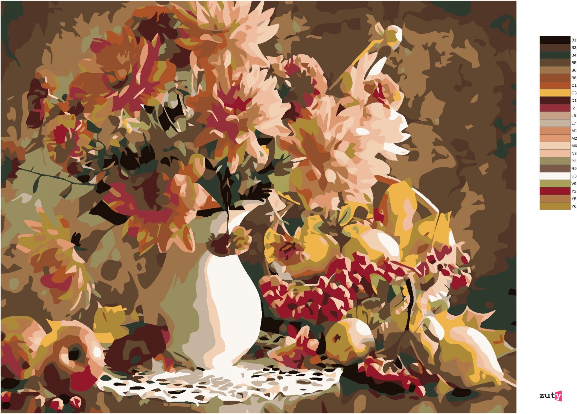 zuty Malování podle čísel - KVĚTINY VE VÁZE - Rozměr: 40x50 cm, Rámování: Varianta: vypnuté plátno na rám - obrázek 7