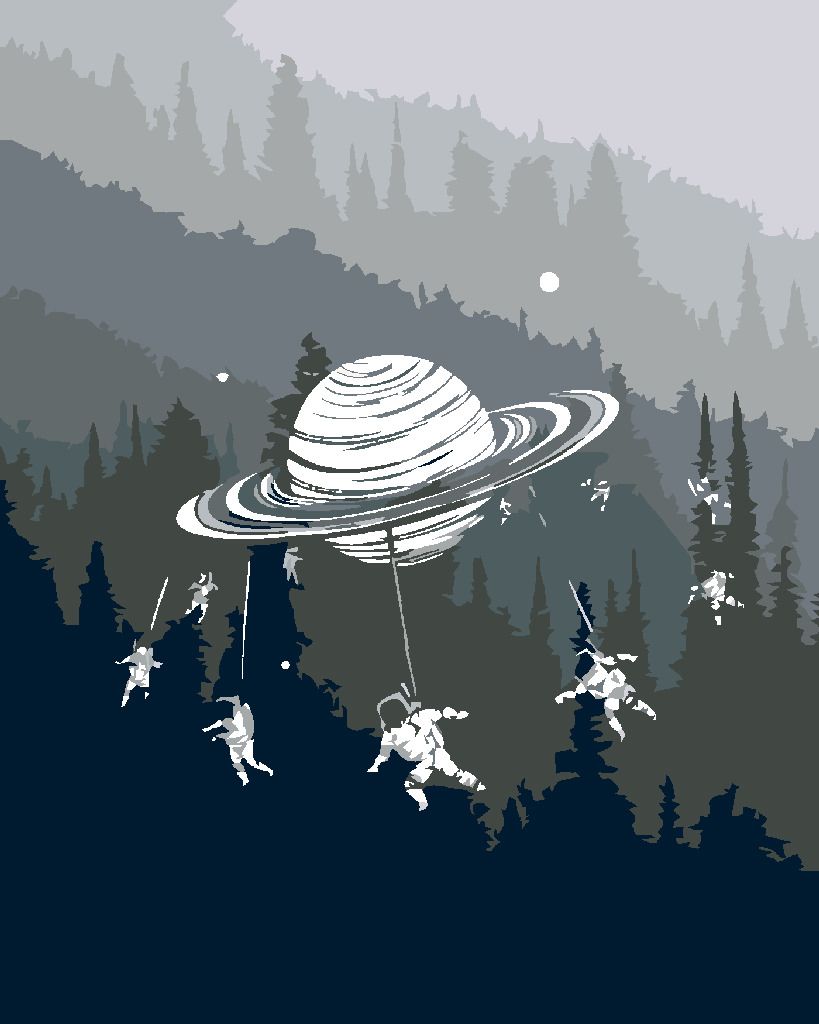 zuty Malování podle čísel - PLANETA S KOSMONAUTY - Rozměr: 40x50 cm, Rámování: Varianta: vypnuté plátno na rám - obrázek 4